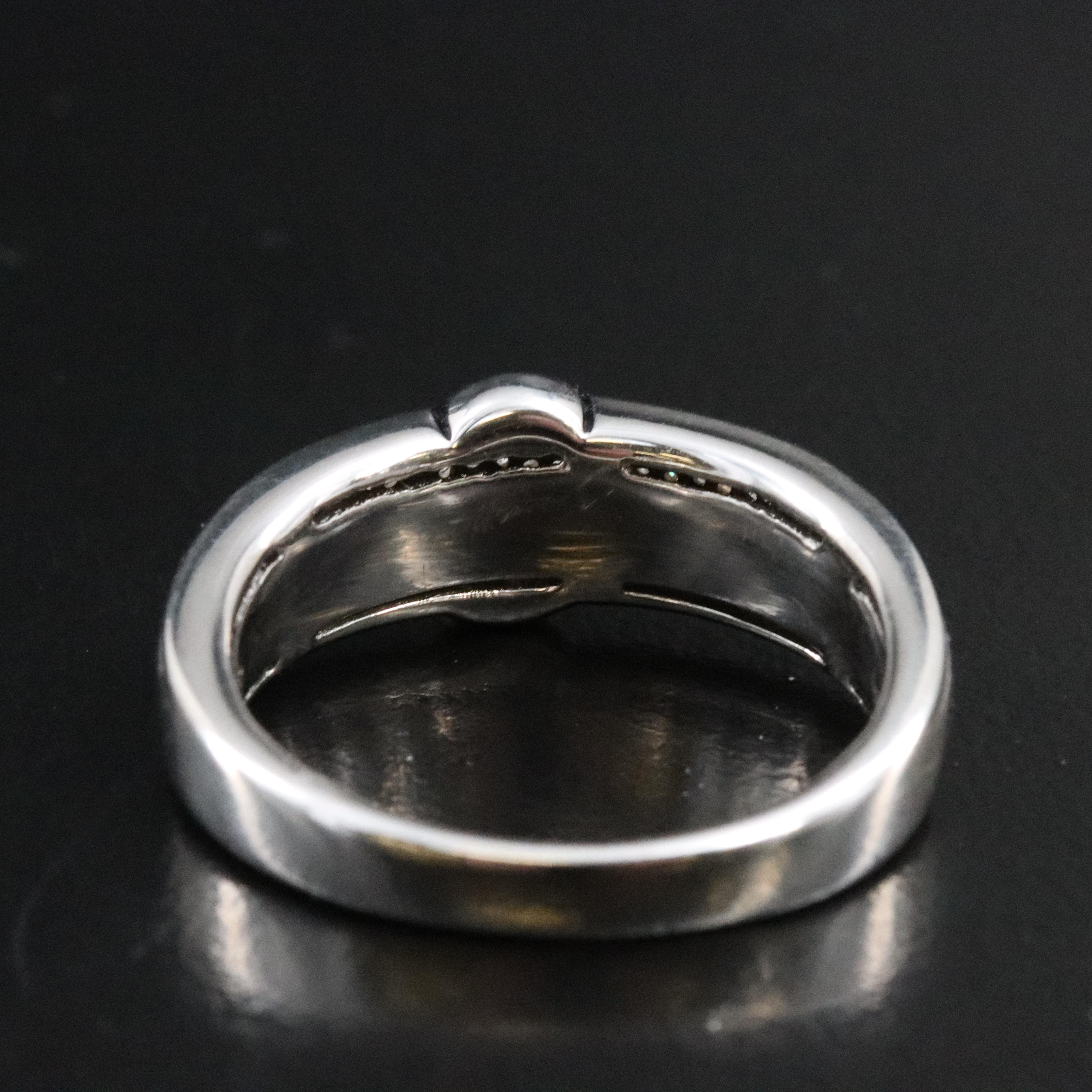 Sterling Diamond Cross Ring with 14K Accent