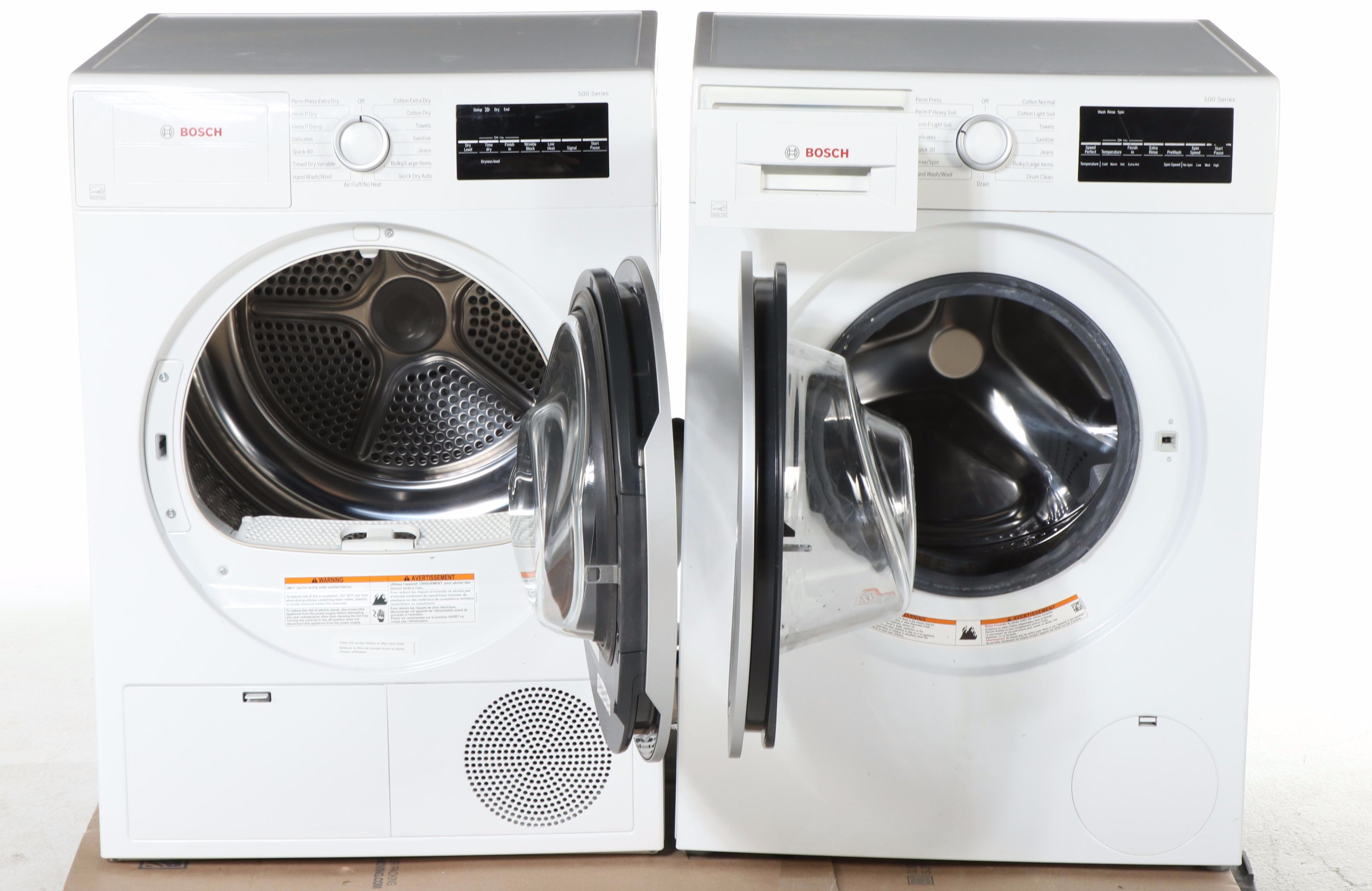 Bosch White 500 Series Compact Front Load Washer and Dryer