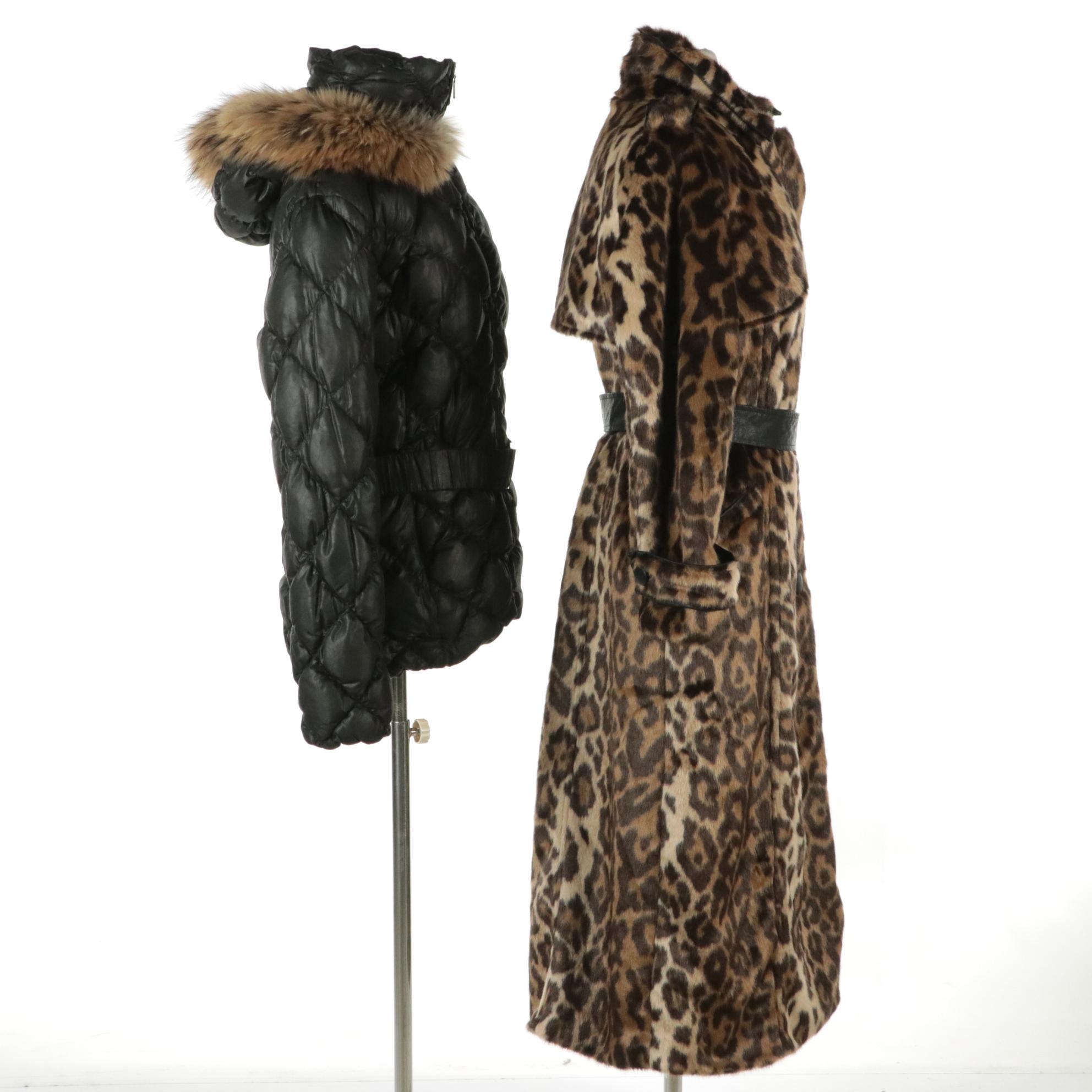 FeyeM Goose Down/Murmansky Fur Jacket and Donna Salyers Faux Fur Leopard Coat