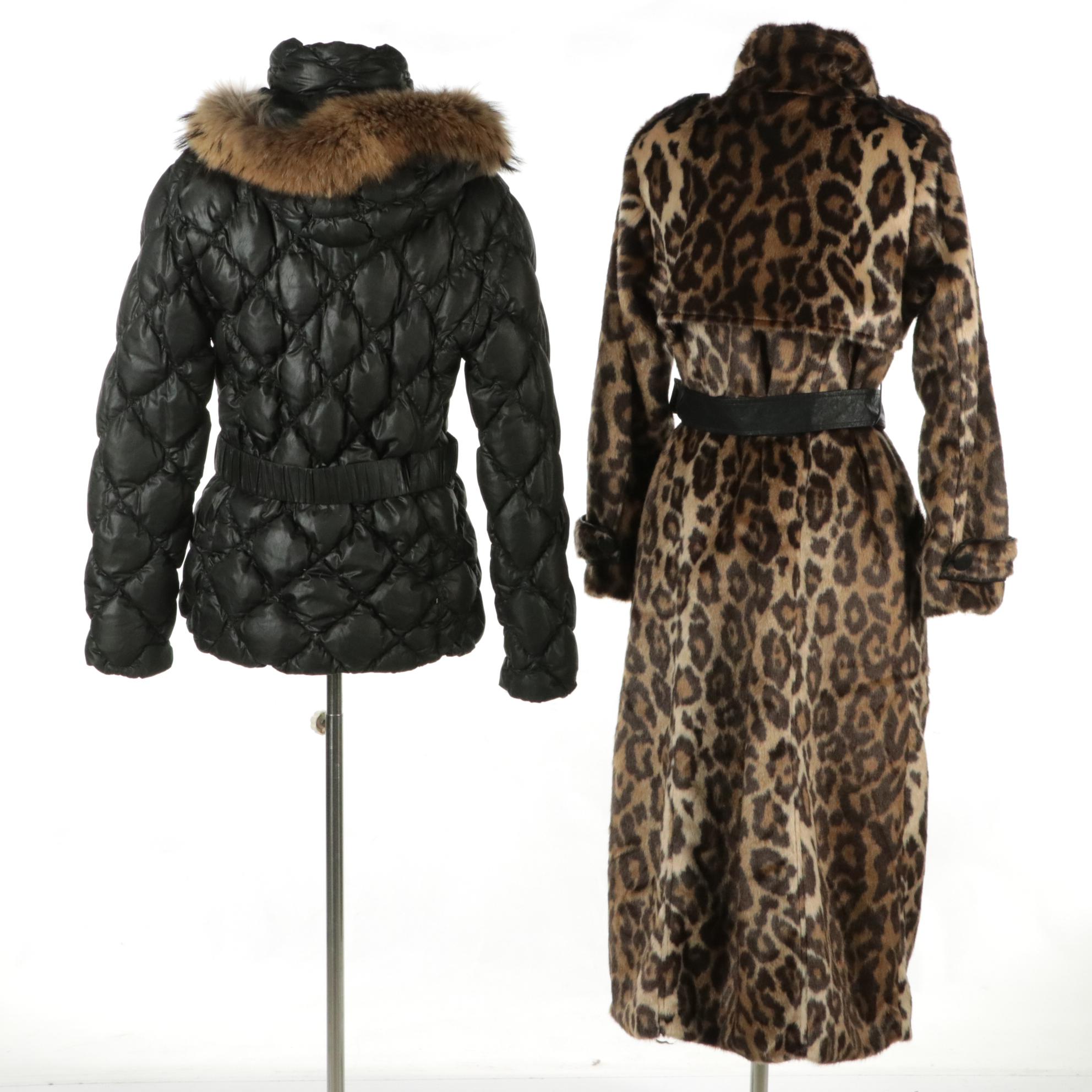 FeyeM Goose Down/Murmansky Fur Jacket and Donna Salyers Faux Fur Leopard Coat