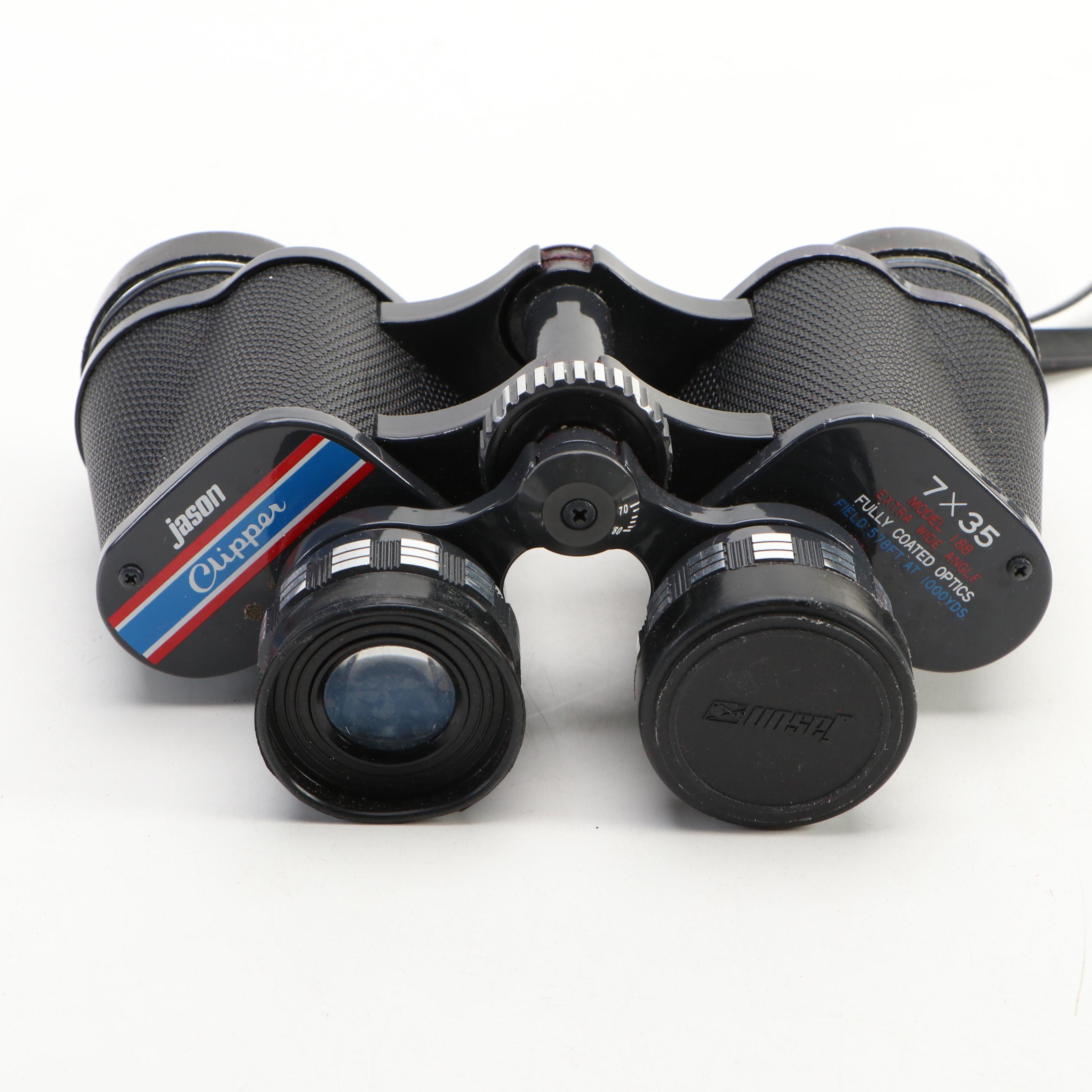 Jason Clipper 7x35 Binoculars in Case with Bushnell 3x25 Opera Glasses