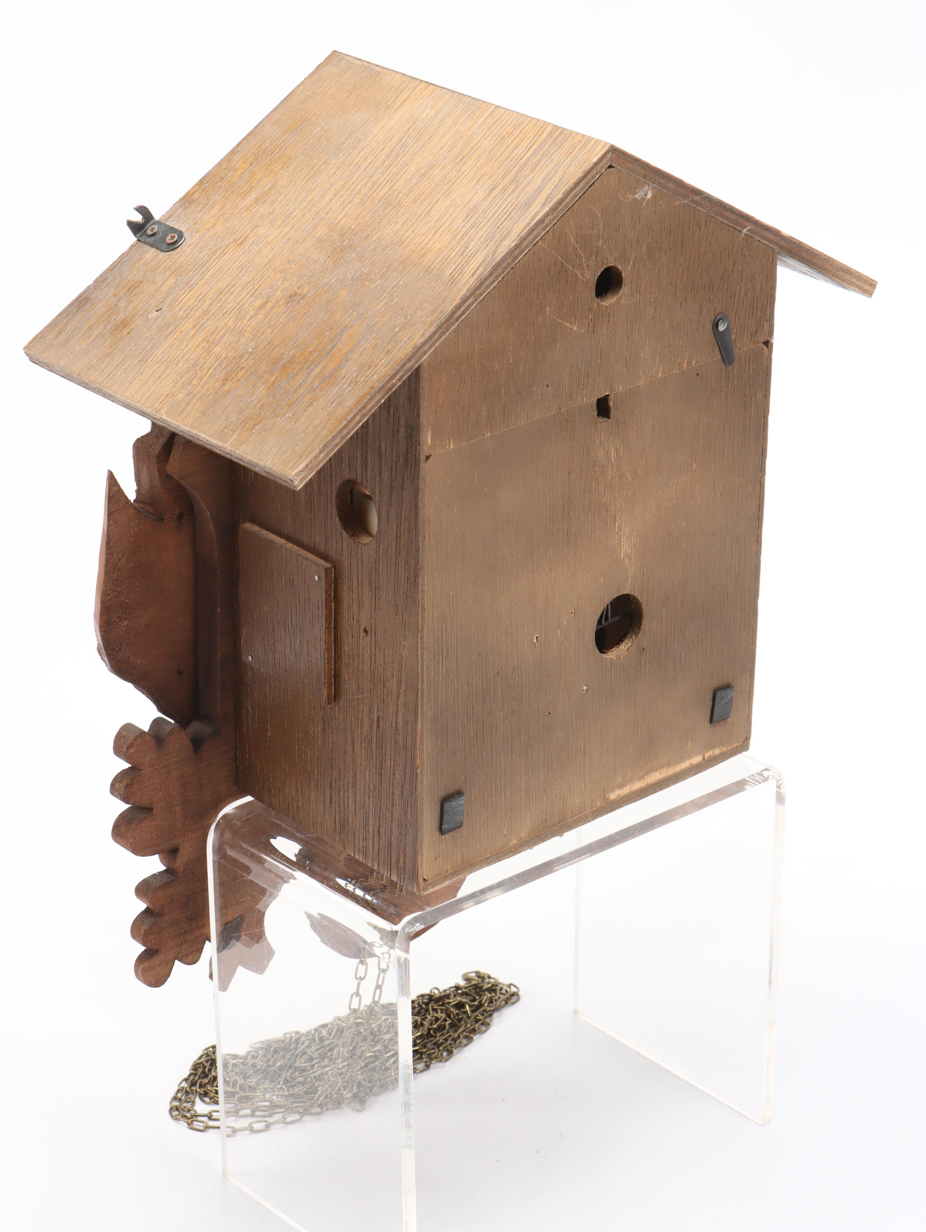 German Carved Walnut Hunter Cuckoo Clock, Late 20th Century