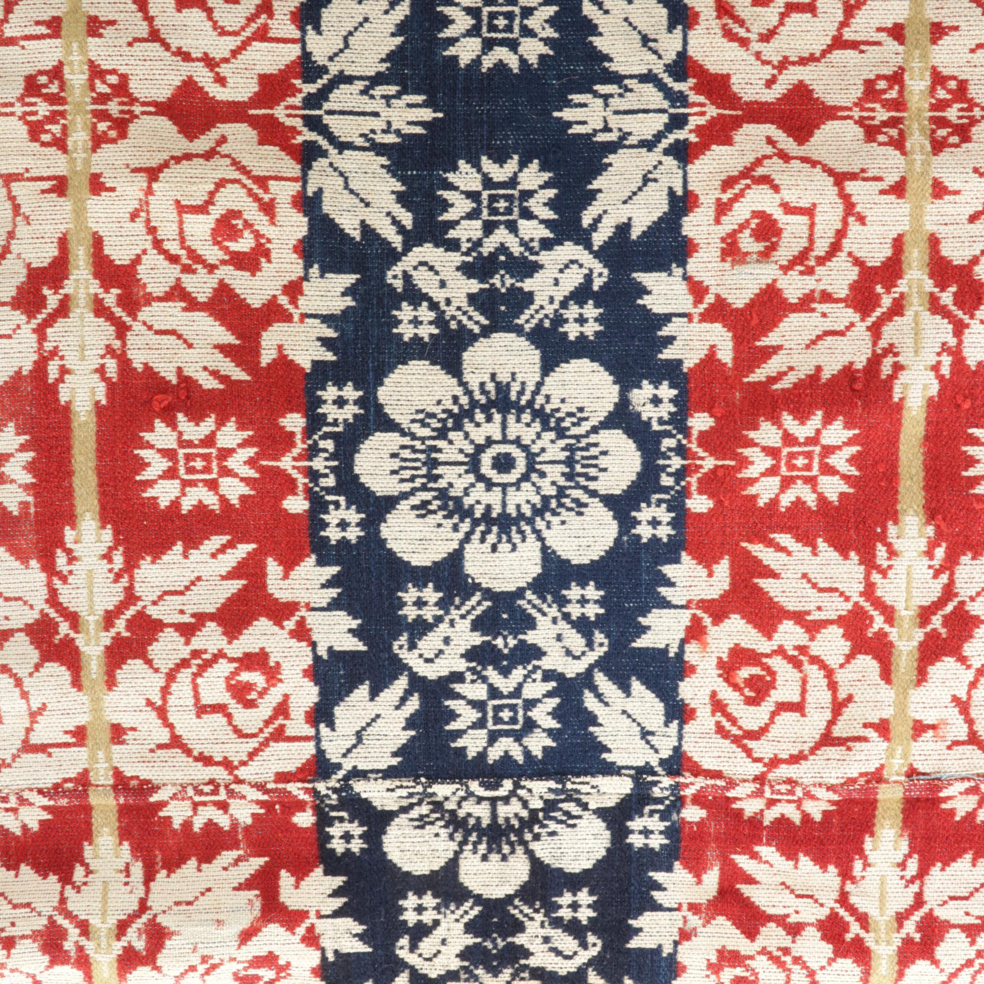 Peter Lorenz American Figured and Fancy Jacquard Loom Coverlet, 1838