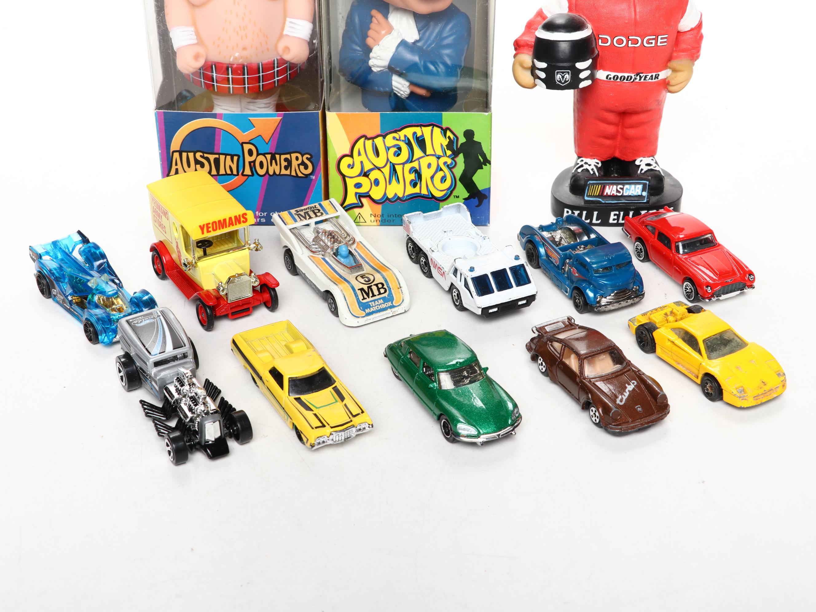 Funko "Austin Powers" Wacky Wobblers with Nascar Bobble Head and Toy Cars