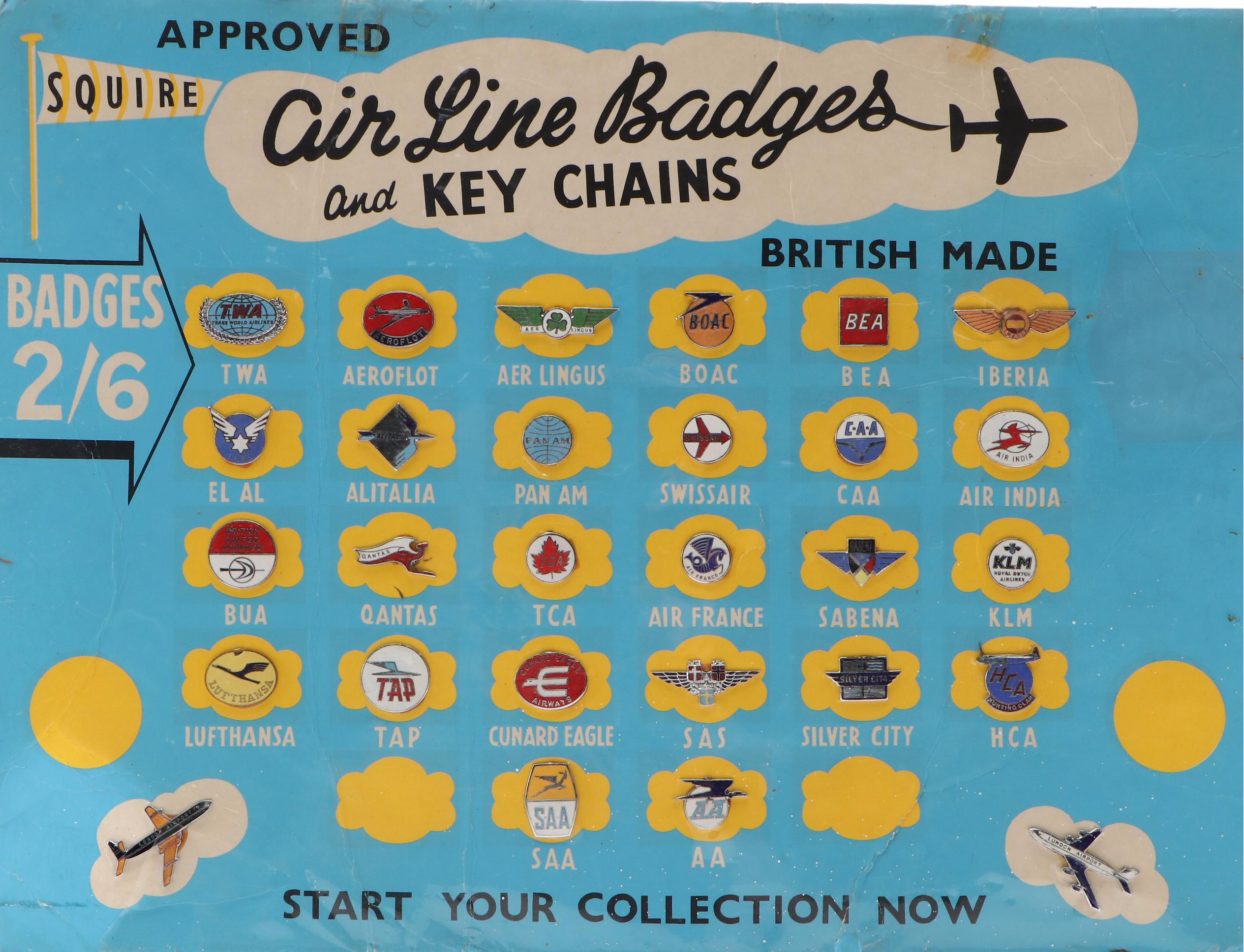 Squire Airline Badges Display Featuring Pan Am, Air France and More