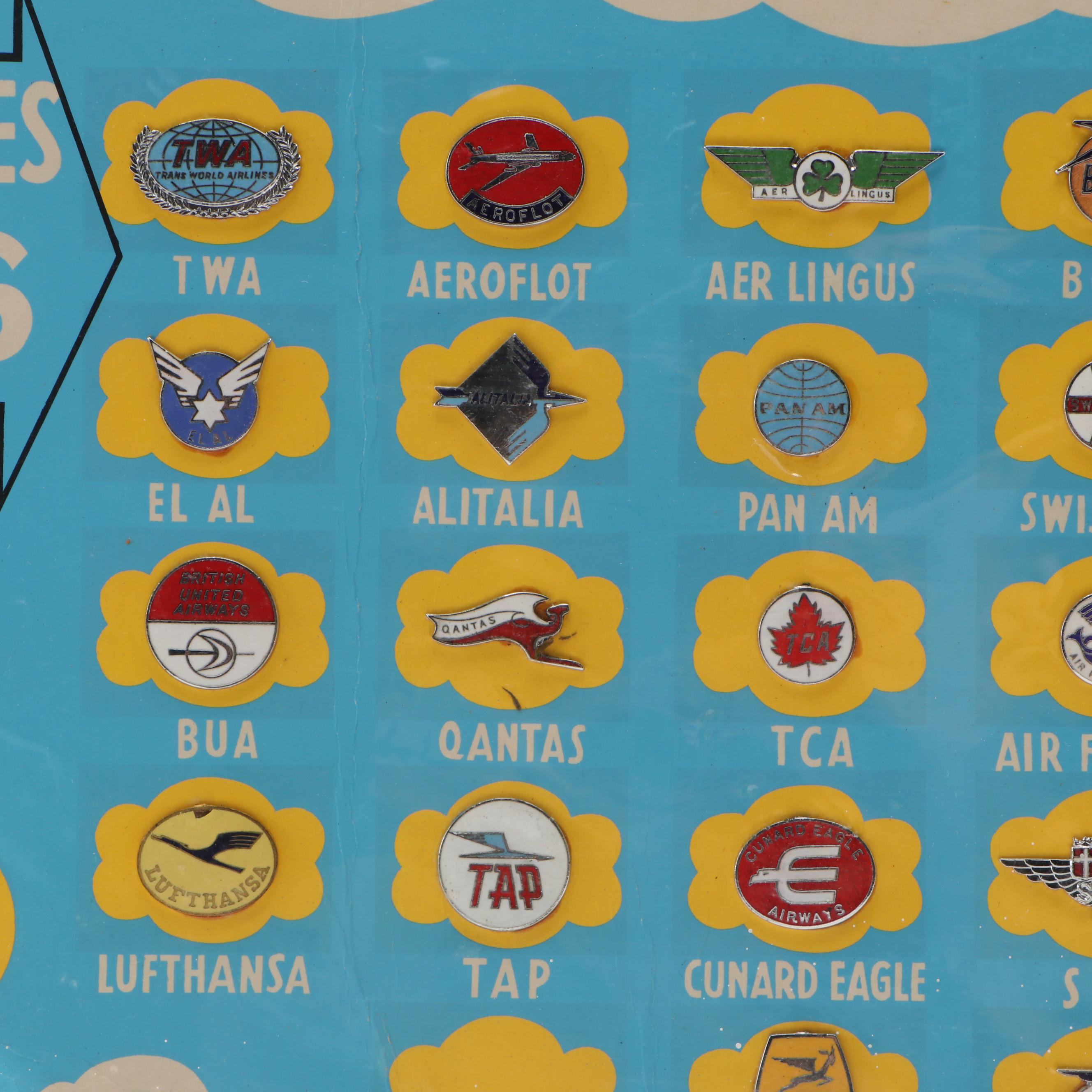 Squire Airline Badges Display Featuring Pan Am, Air France and More