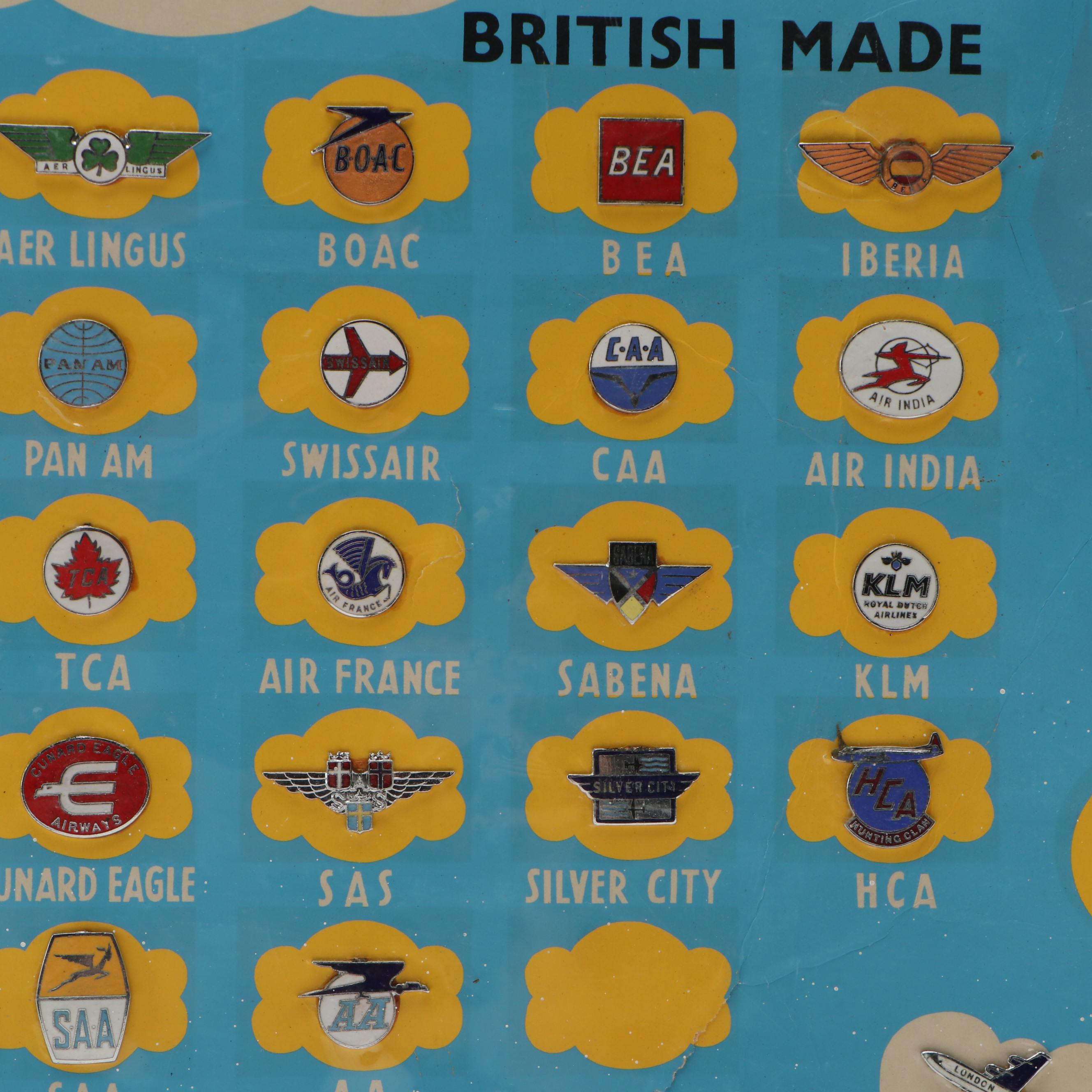 Squire Airline Badges Display Featuring Pan Am, Air France and More