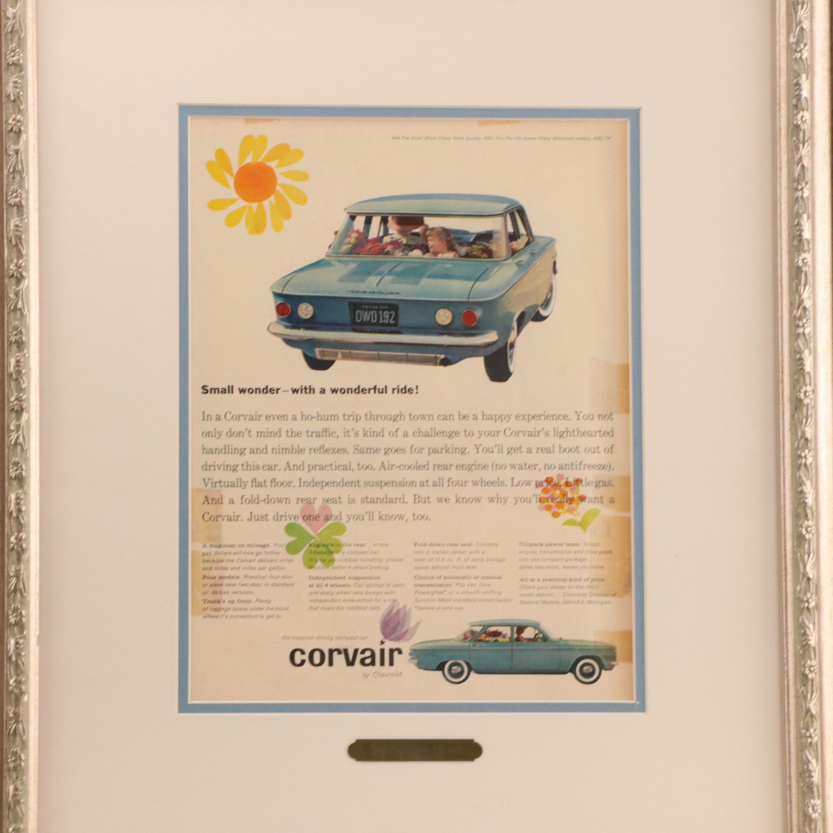 Automotive Advertisement Offset Lithographs Including "1960 Chevrolet Corvair"