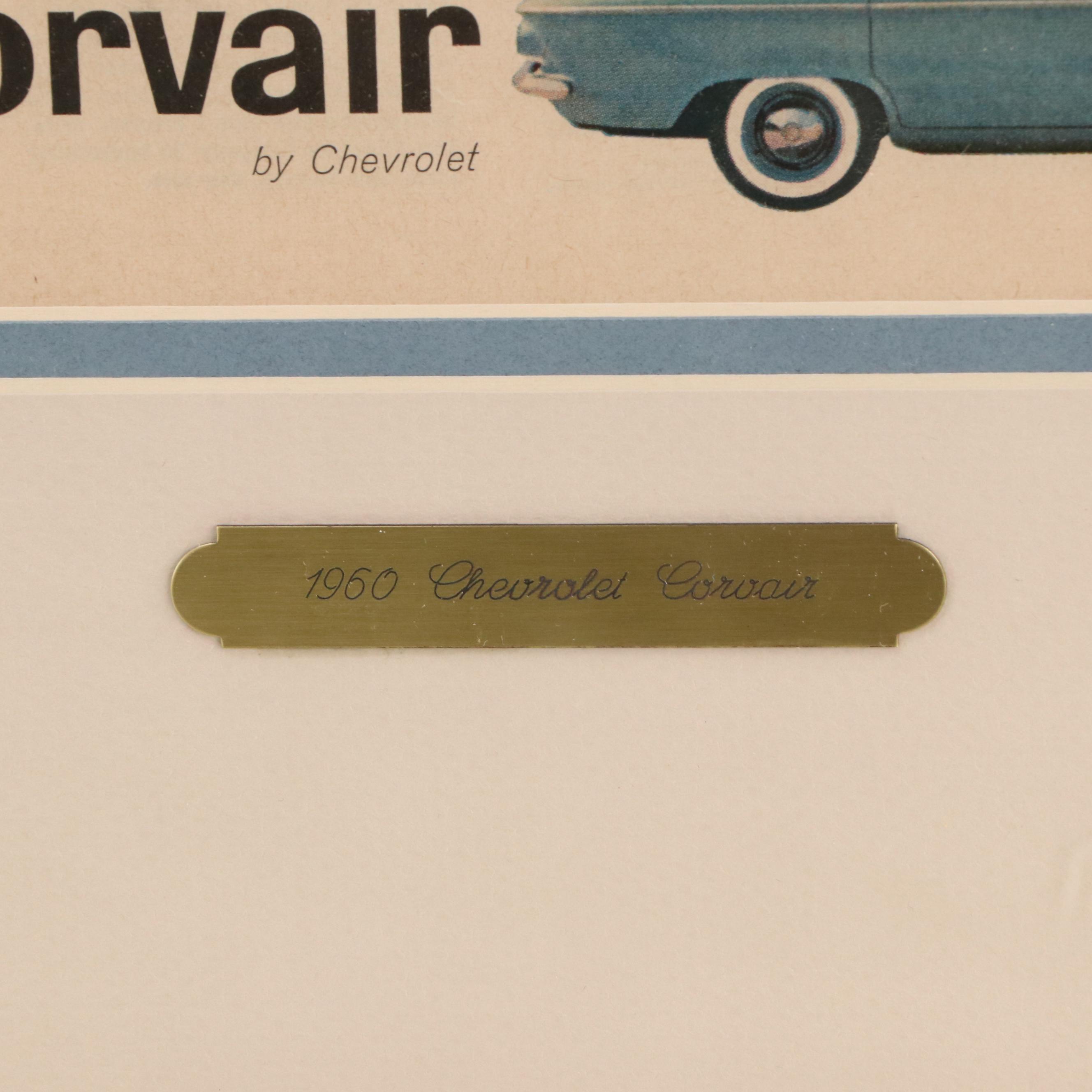 Automotive Advertisement Offset Lithographs Including "1960 Chevrolet Corvair"