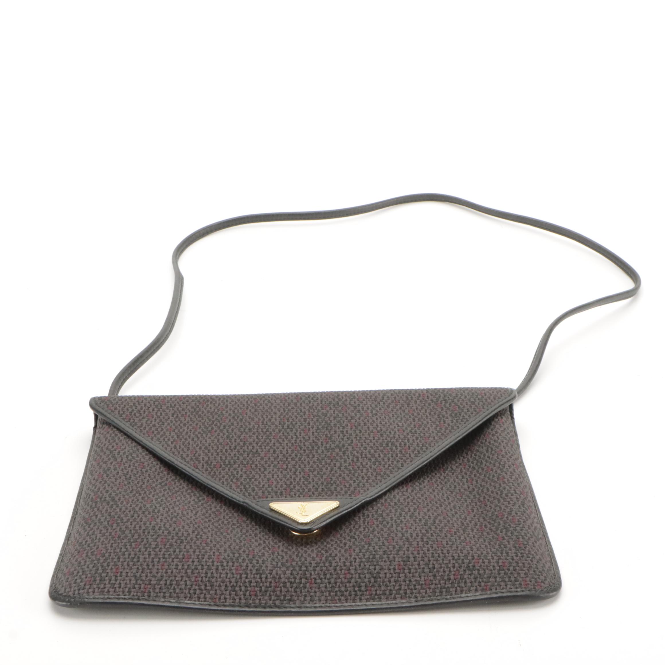 Yves Saint Laurent Woven Coated Canvas and Leather Front-Flap Shoulder Bag