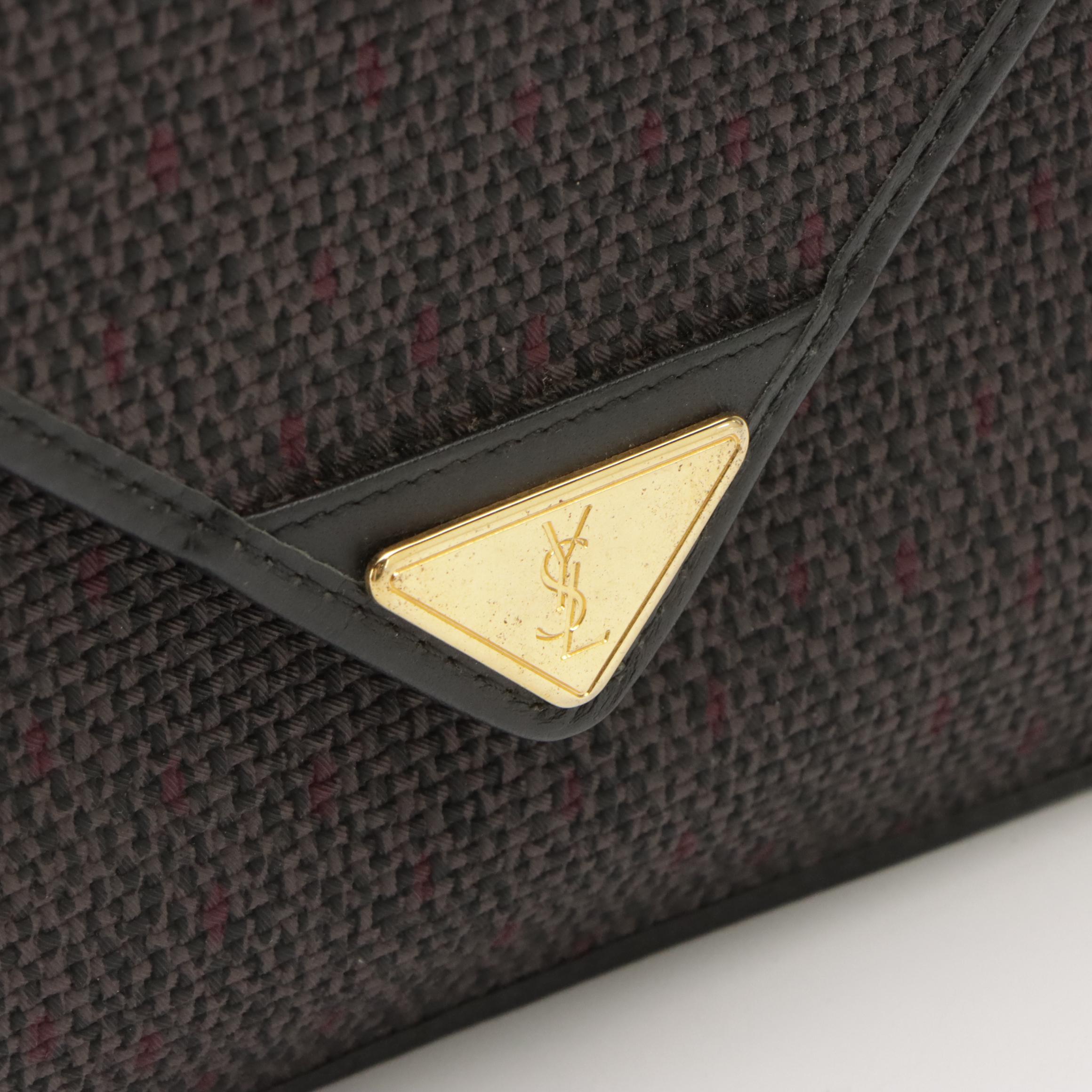 Yves Saint Laurent Woven Coated Canvas and Leather Front-Flap Shoulder Bag