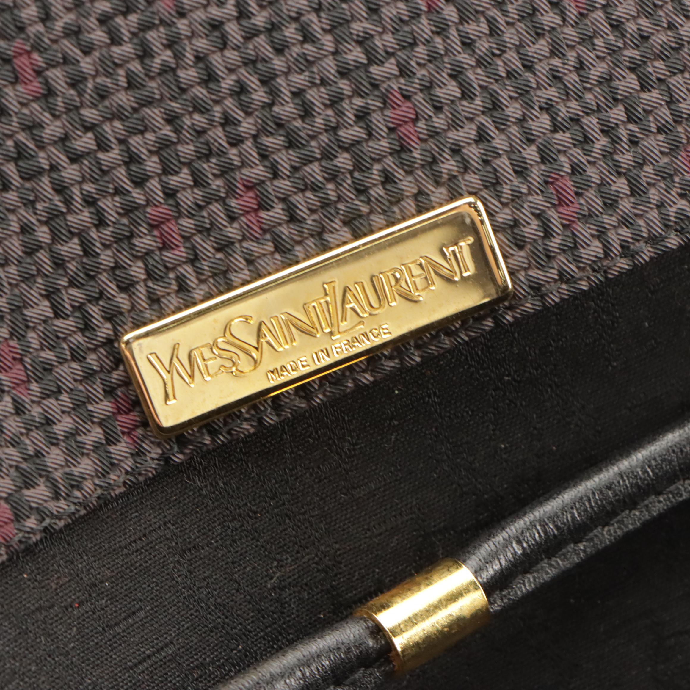 Yves Saint Laurent Woven Coated Canvas and Leather Front-Flap Shoulder Bag