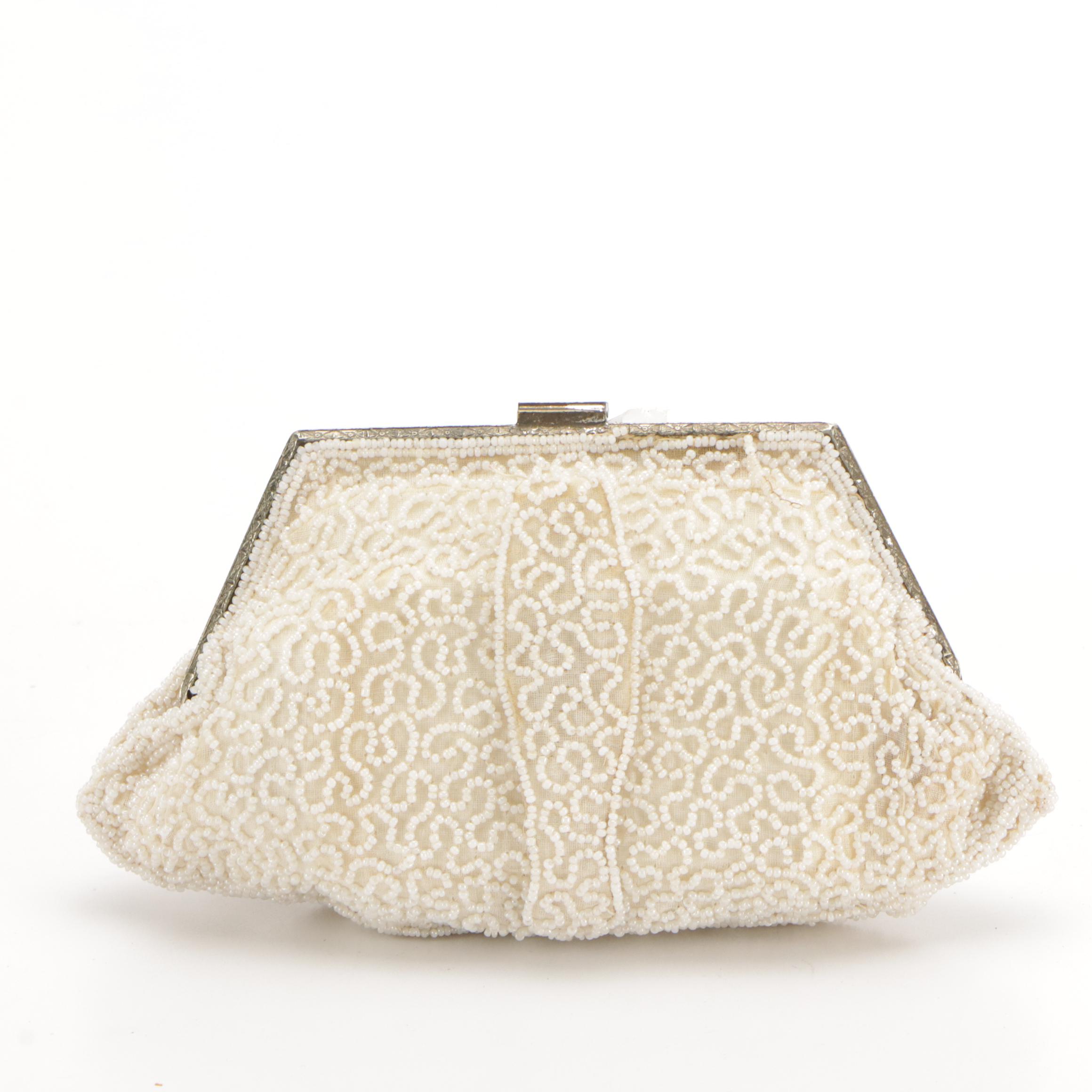 HL Vintage Top Handle Frame Bag, Other Ornate Bead Embroidered Clutch Bags