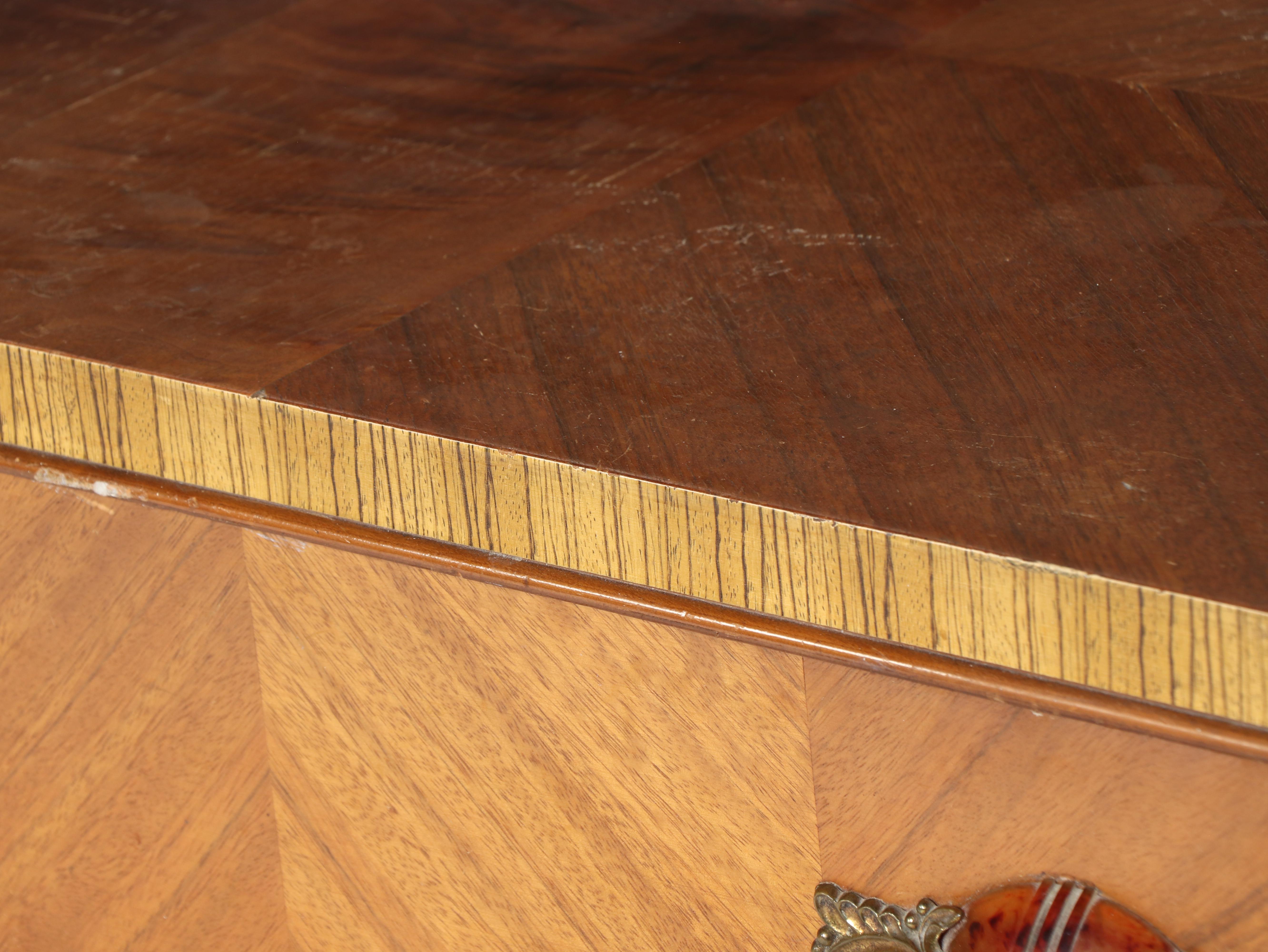 Art Deco Walnut and Marquetry Three-Drawer Chest, Circa 1930