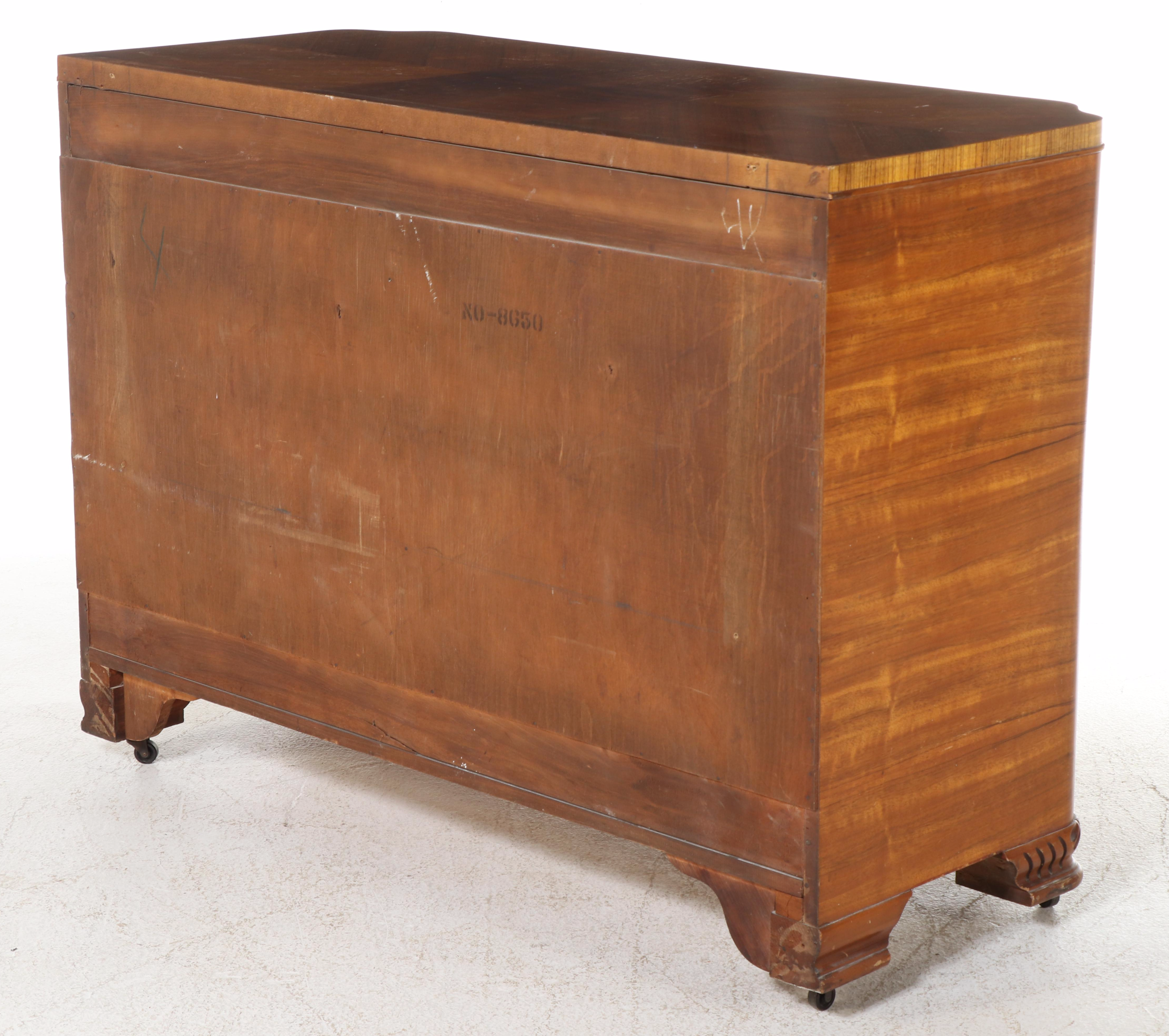 Art Deco Walnut and Marquetry Three-Drawer Chest, Circa 1930