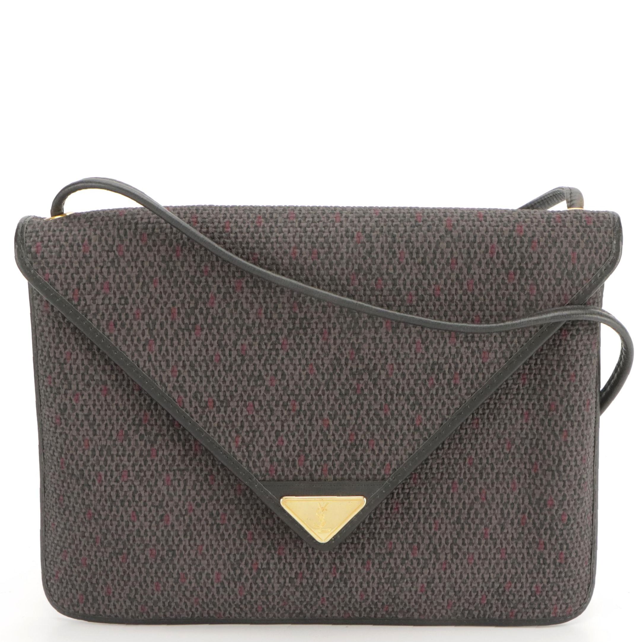Yves Saint Laurent Woven Coated Canvas and Leather Front-Flap Shoulder Bag