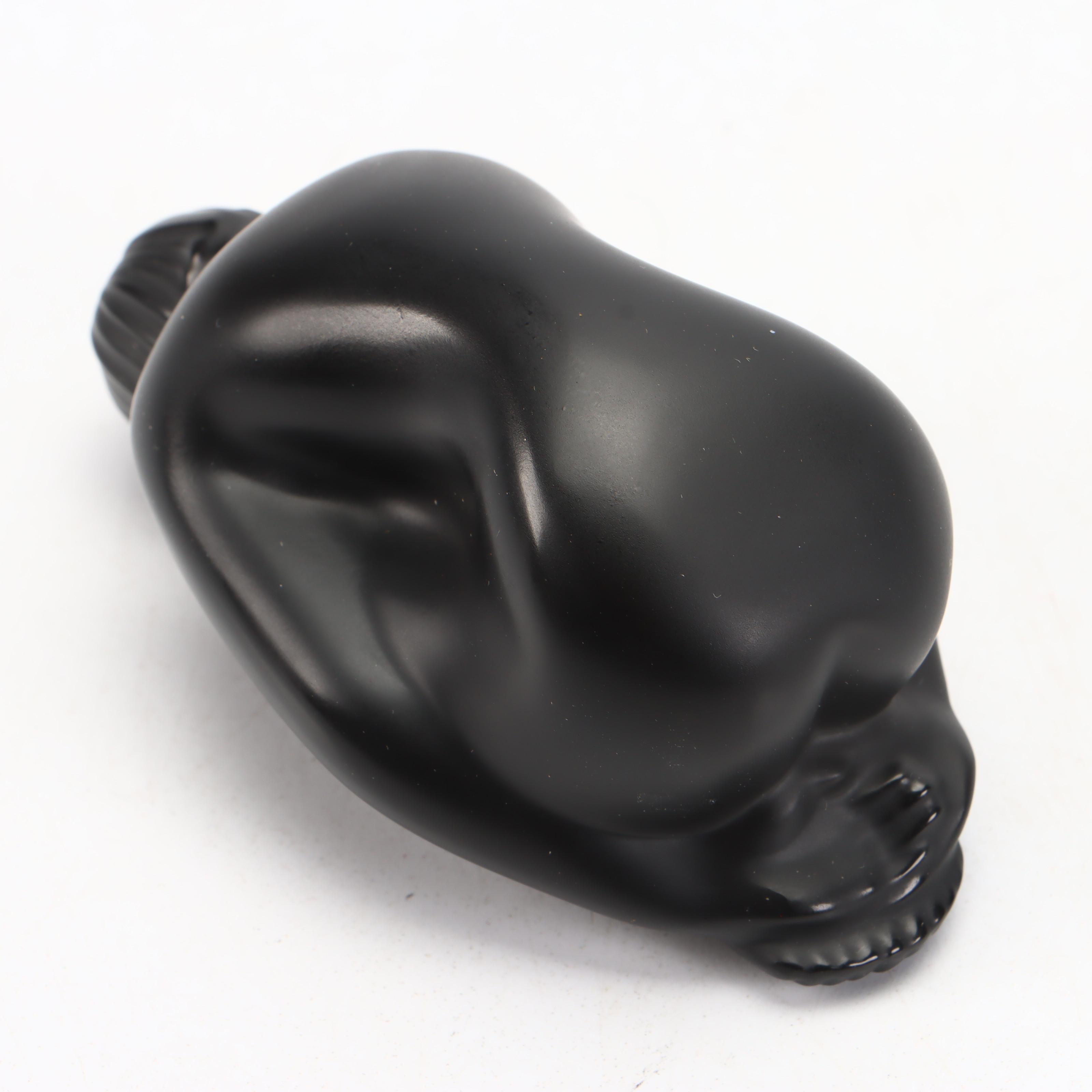 Lalique "Nu Feuille Plié" Black Crystal Yoga Figurine