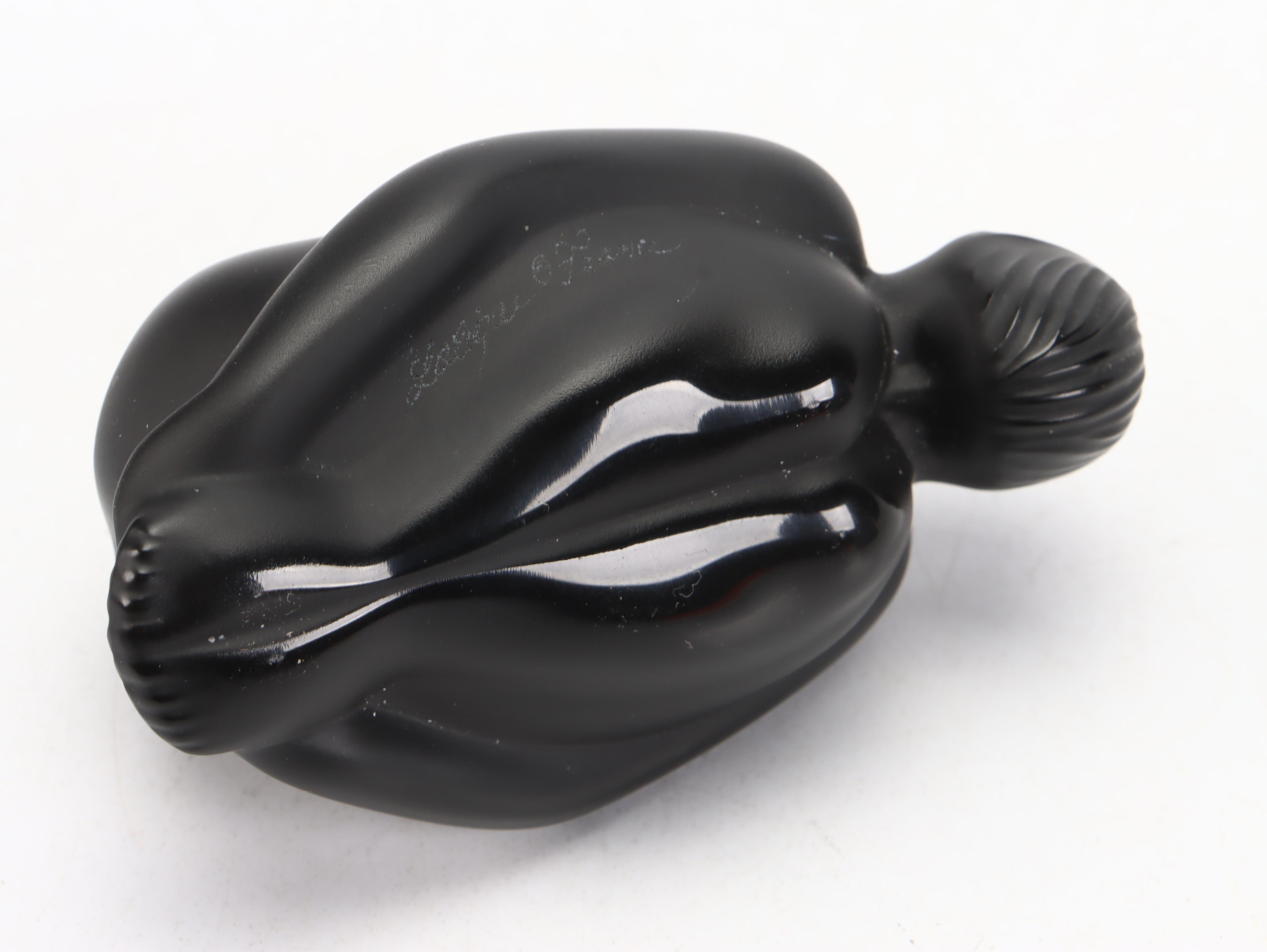 Lalique "Nu Feuille Plié" Black Crystal Yoga Figurine