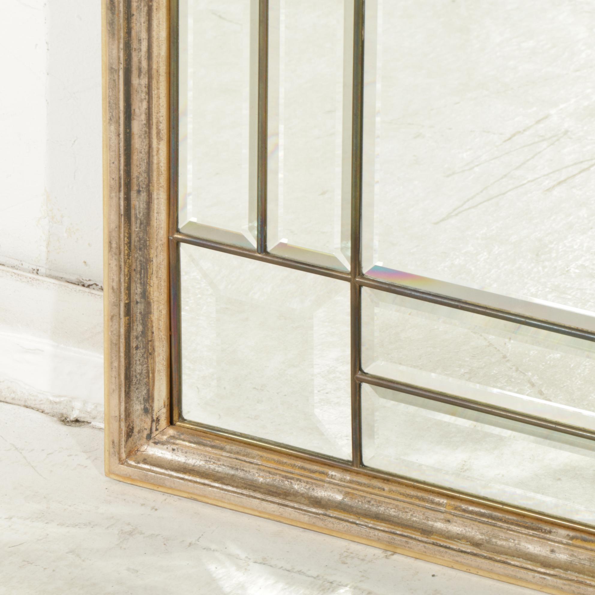 LaBarge Arched Wall Mirror with Leaded Glass Surround, Late 20th Century