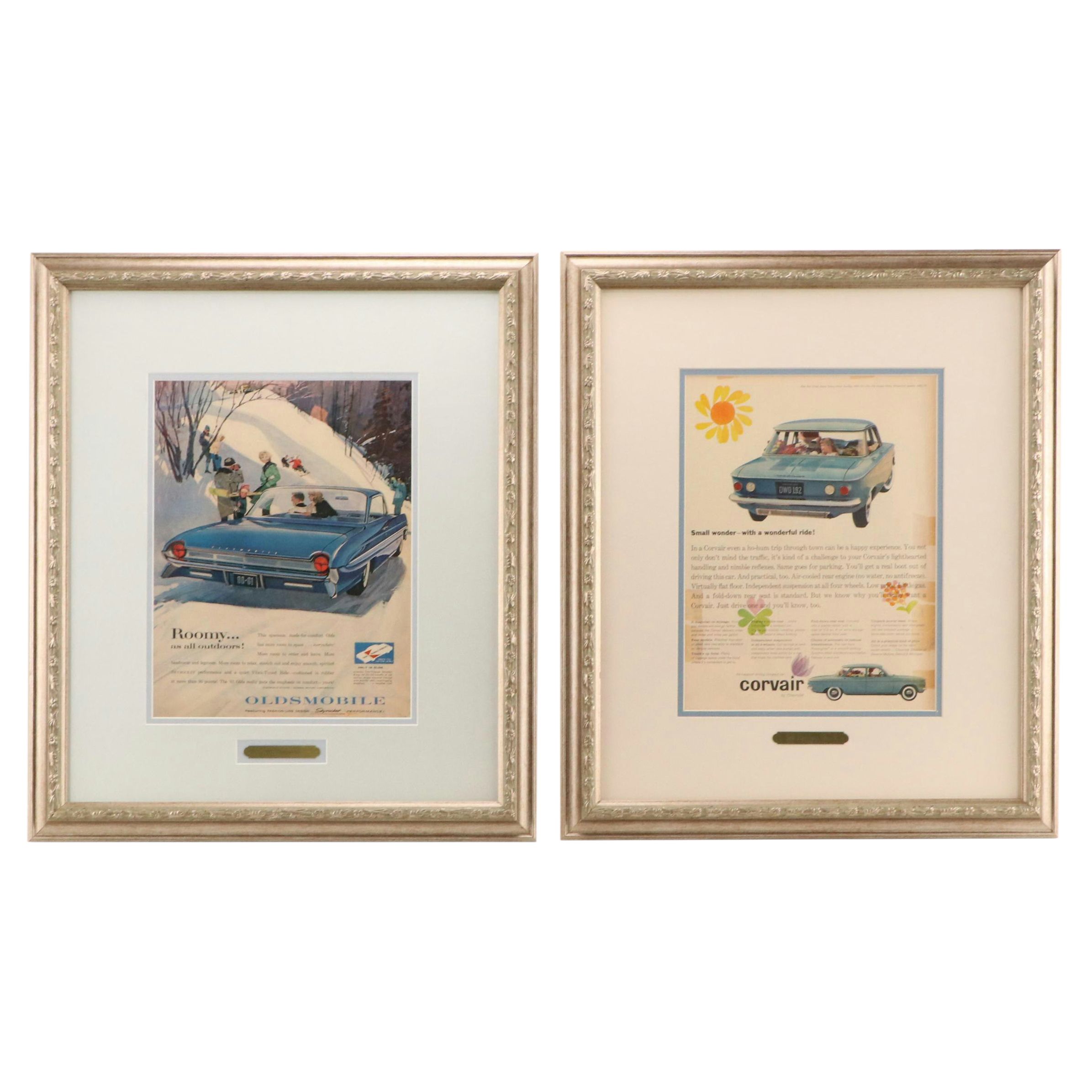 Automotive Advertisement Offset Lithographs Including "1960 Chevrolet Corvair"