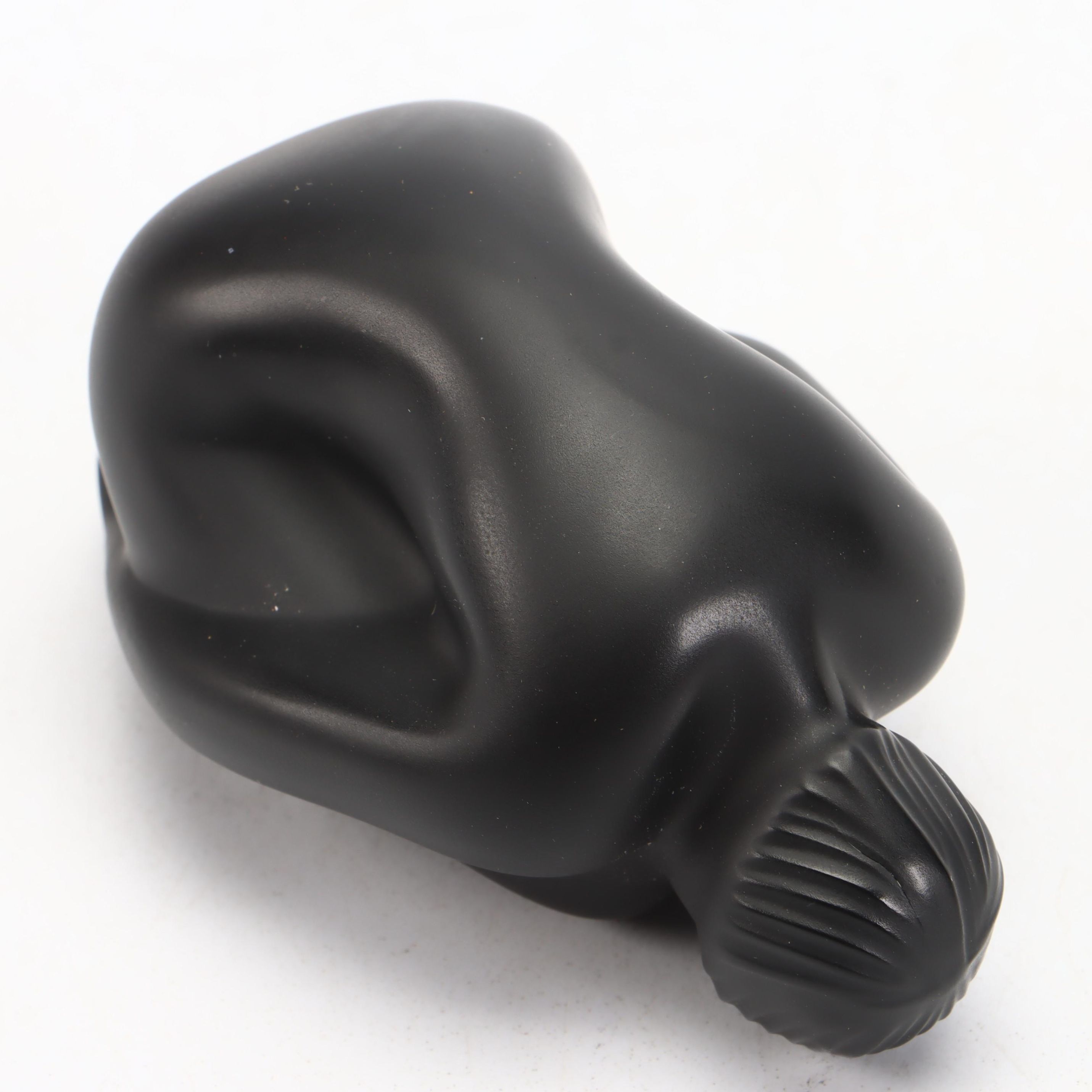 Lalique "Nu Feuille Plié" Black Crystal Yoga Figurine