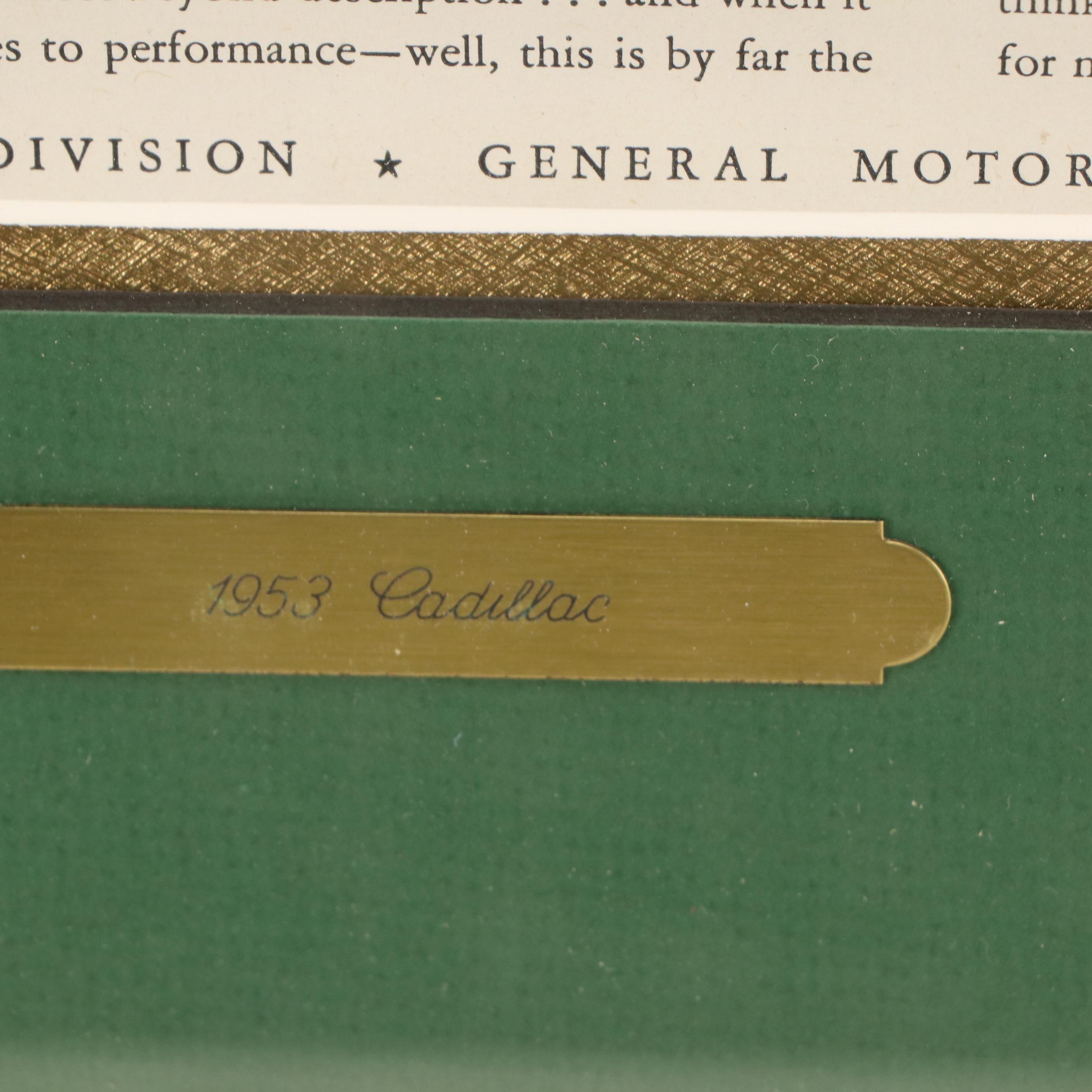 Cadillac Advertisement Offset Lithographs Including "1953 Cadillac"