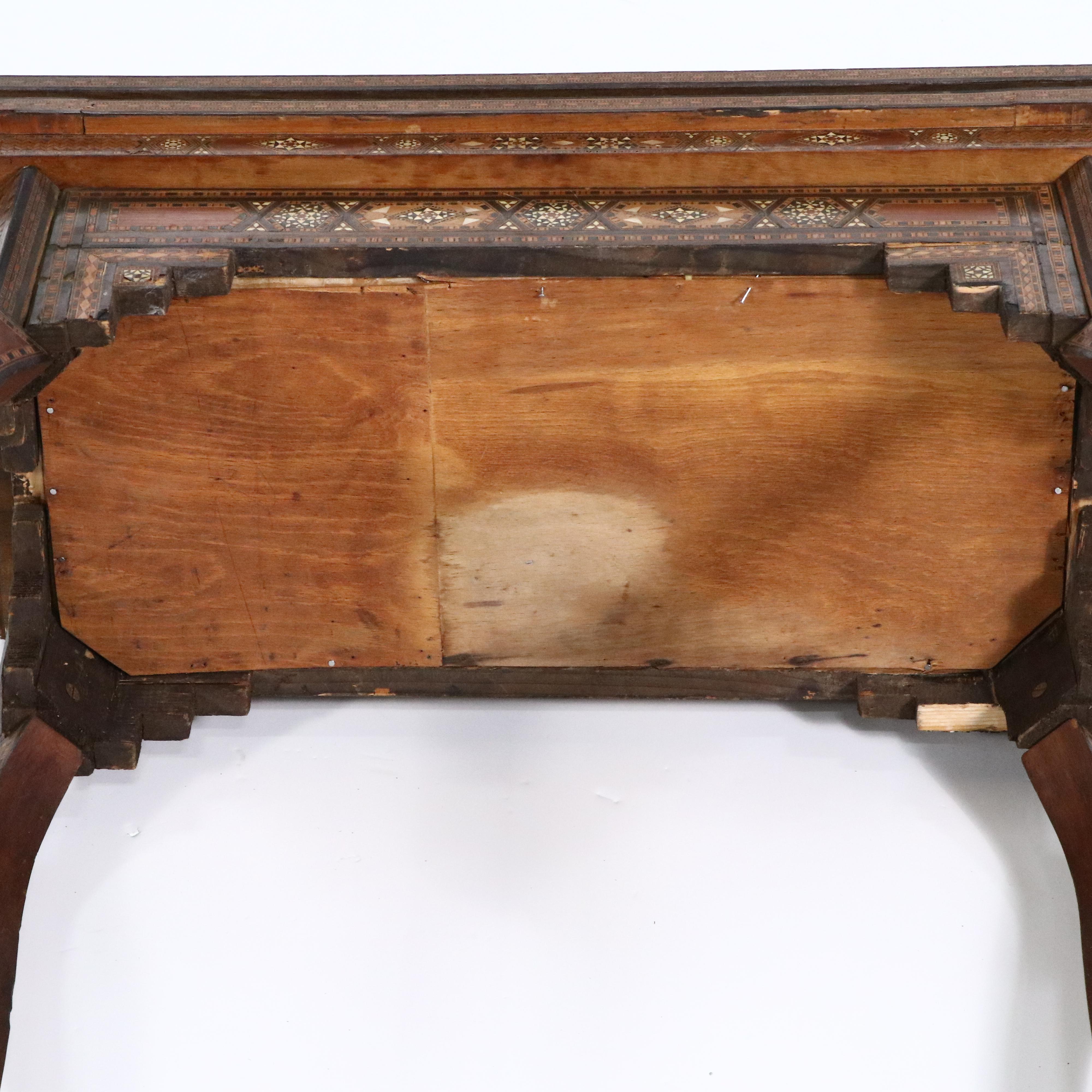 Moorish Style Marquetry and Mother-of-Pearl Inlaid Games Table, 20th Century