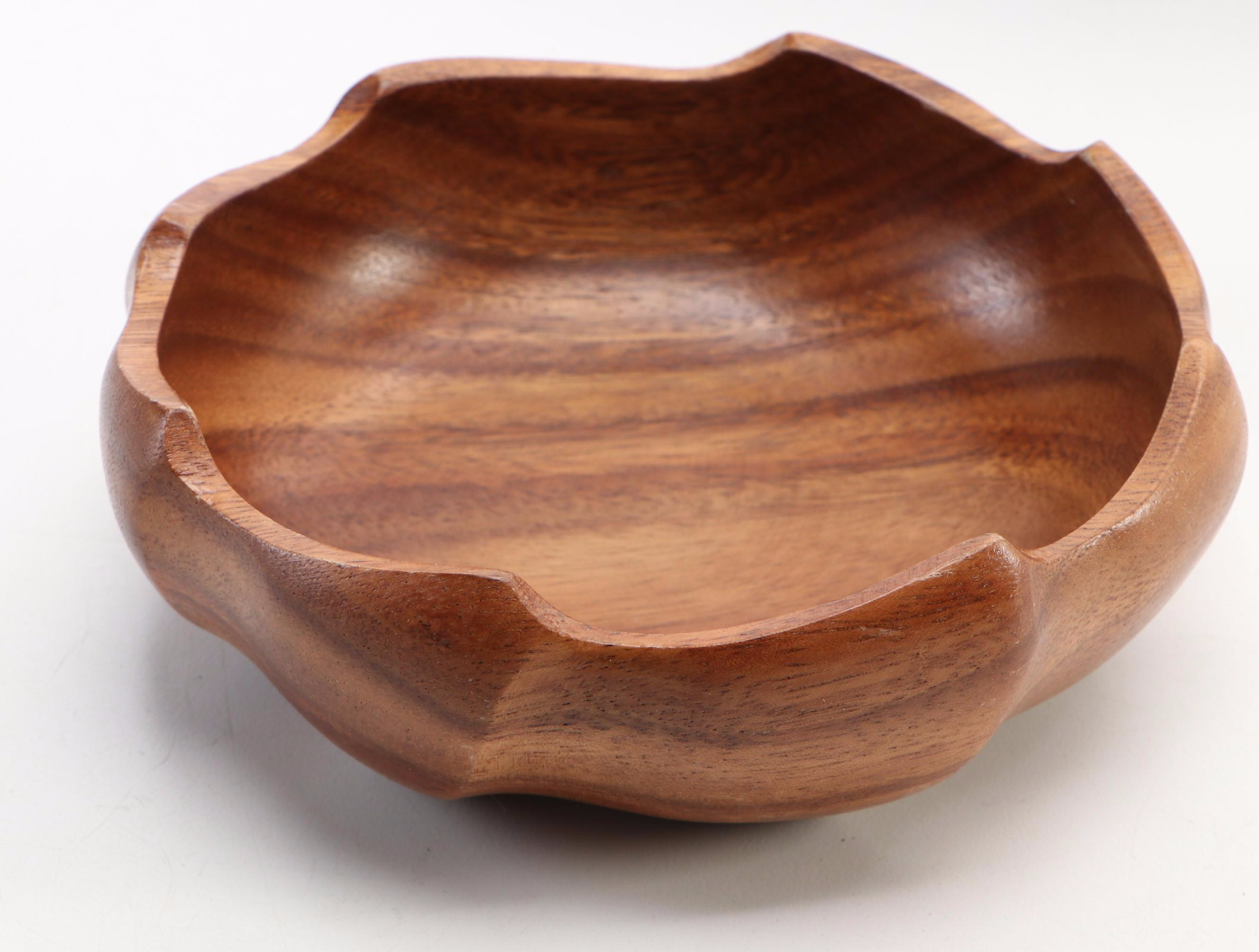 Filipino Monkey Pod Divided Serving Trays with Serving Bowls, Mid–Late 20th C.