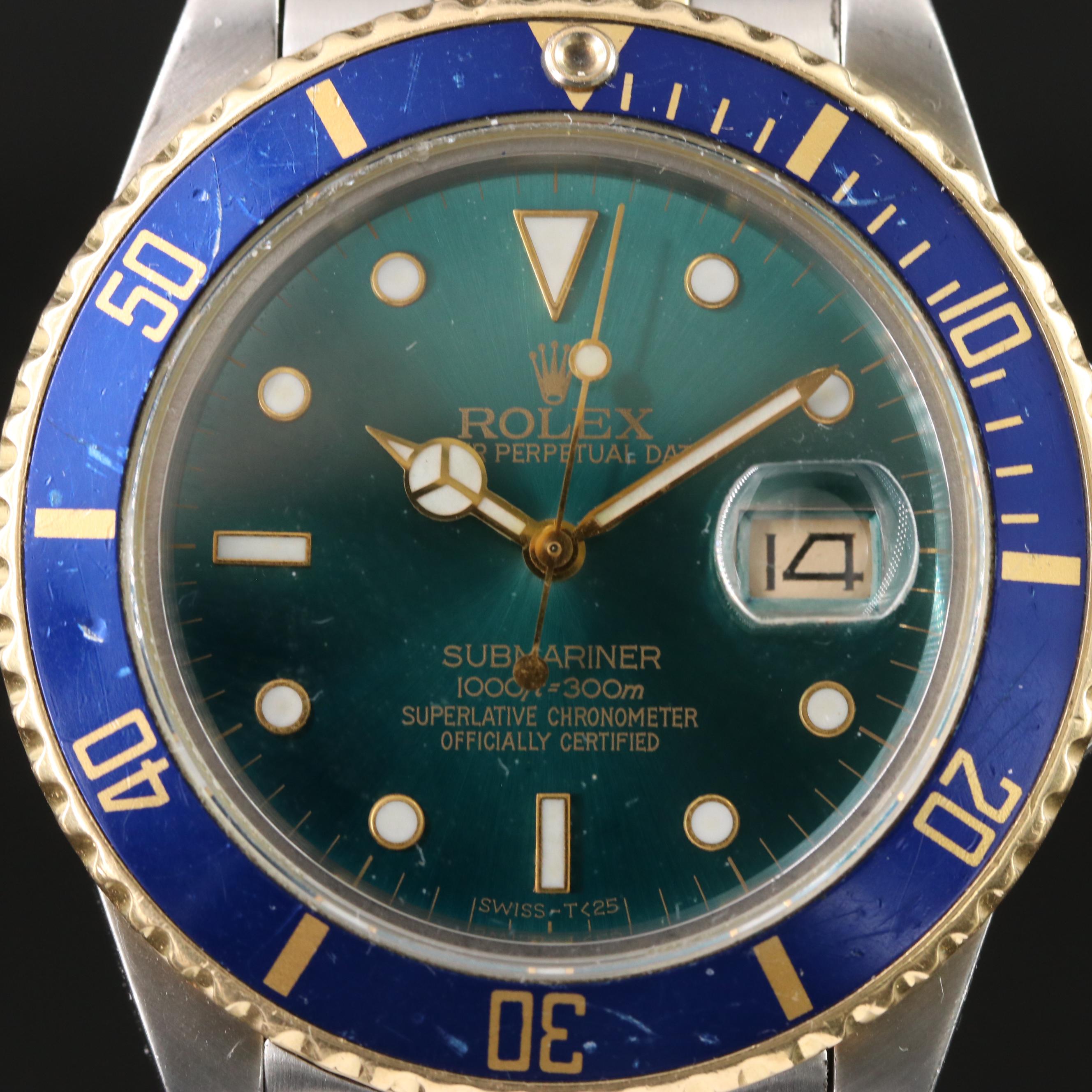1989 - 1990 Rolex Submariner Custom Dial 18K and Stainless Steel Watch