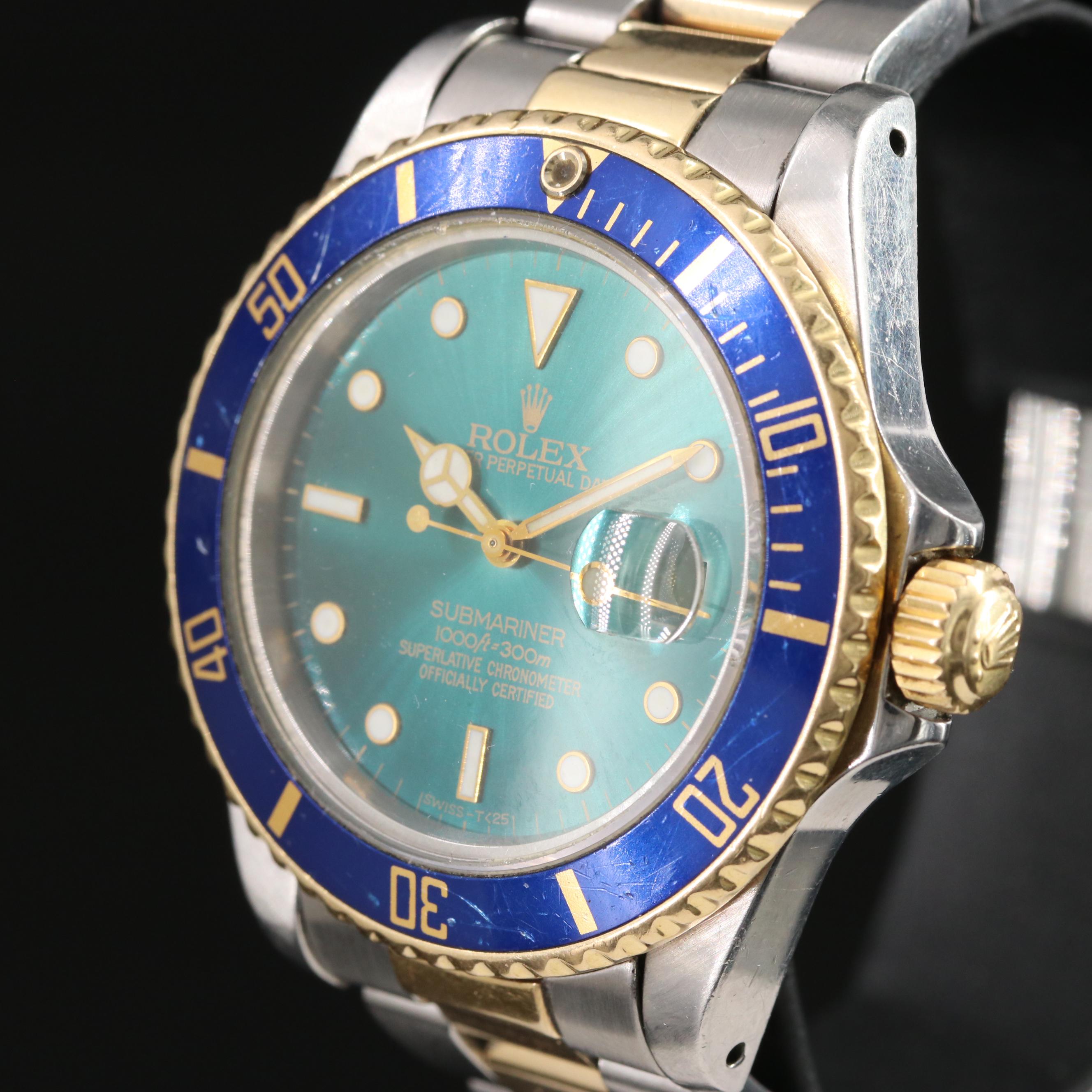 1989 - 1990 Rolex Submariner Custom Dial 18K and Stainless Steel Watch