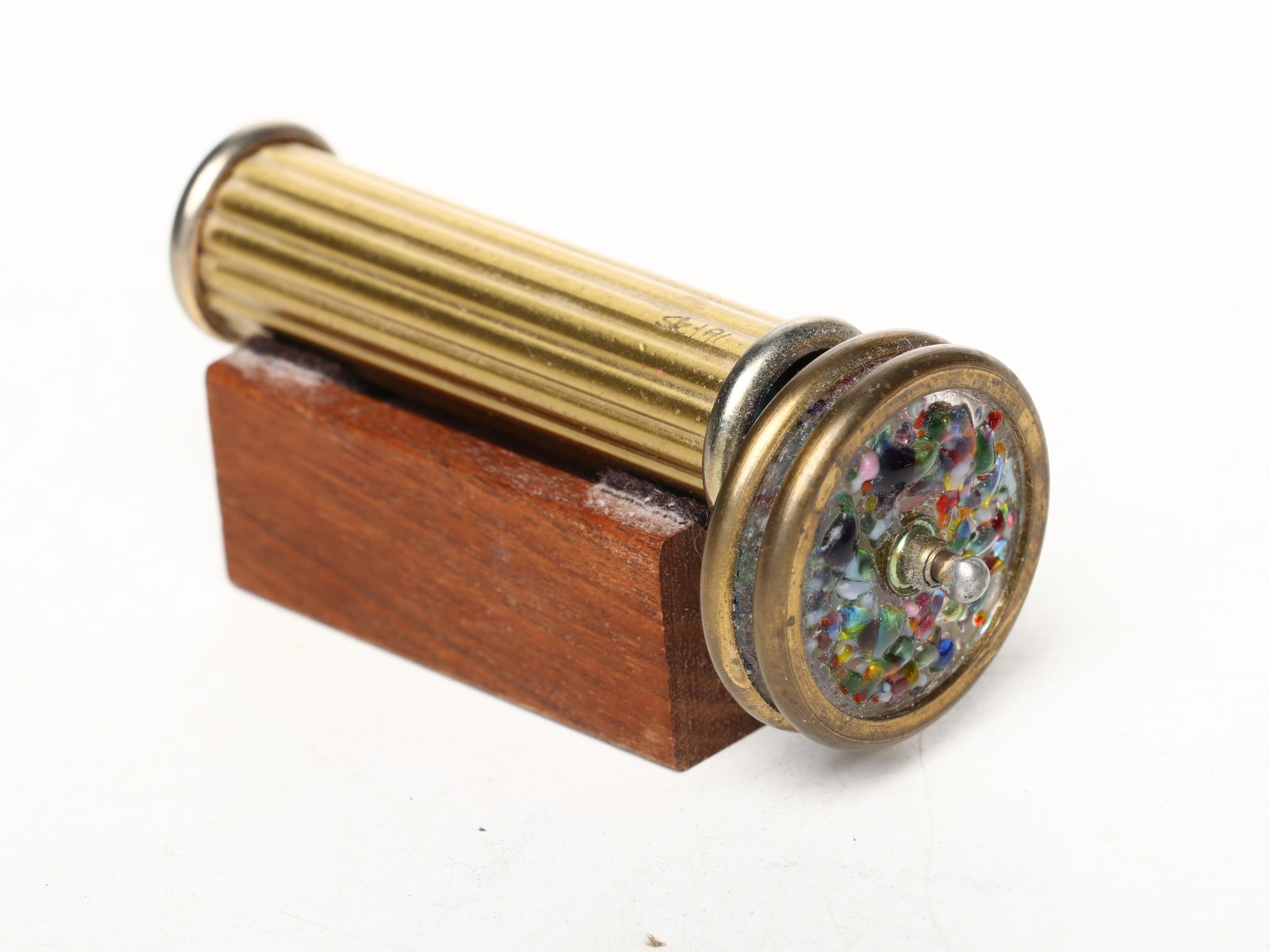 Van Cort and Other Brass Kaleidoscopes with Wooden Display Stands