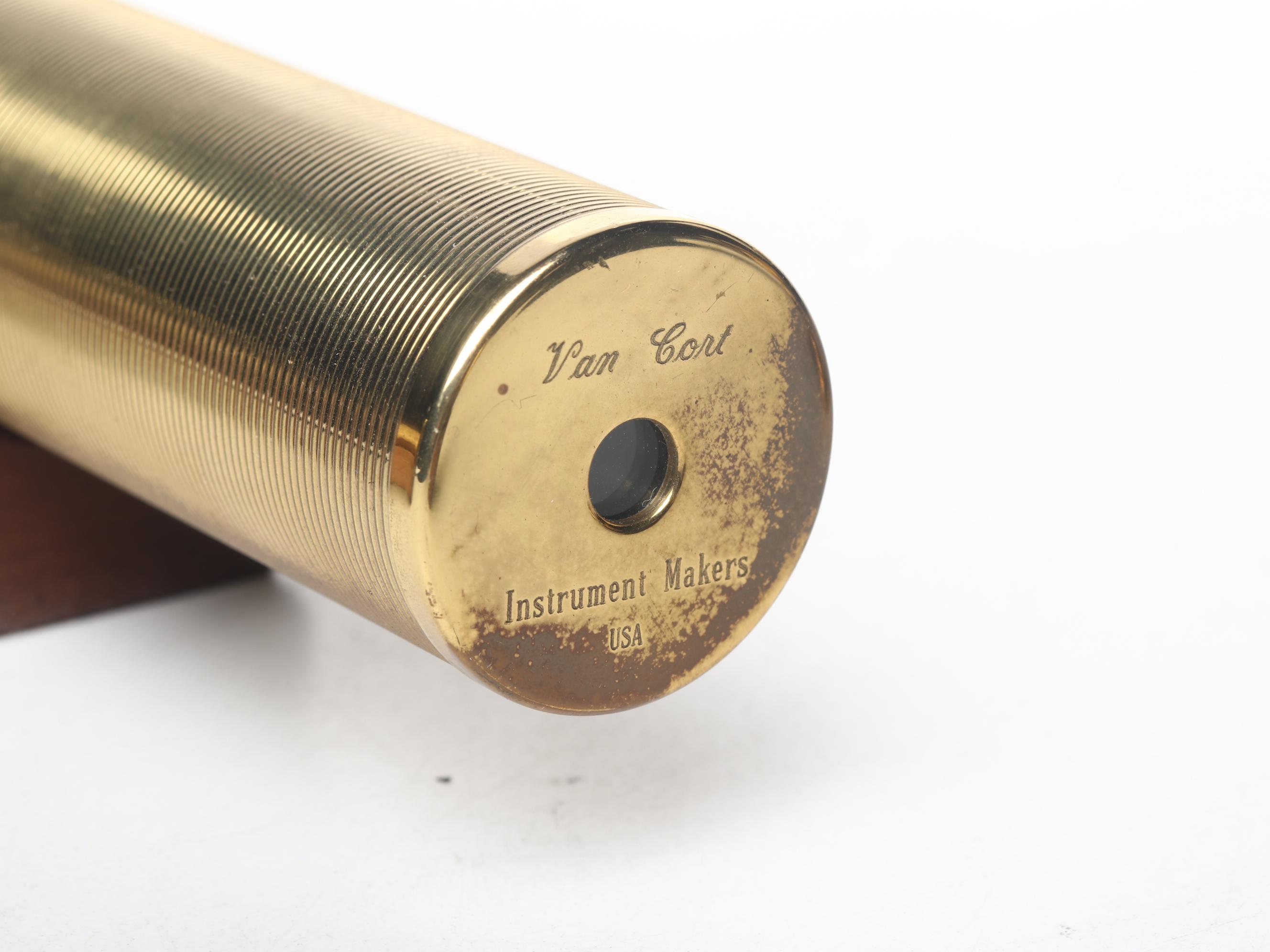 Van Cort and Other Brass Kaleidoscopes with Wooden Display Stands