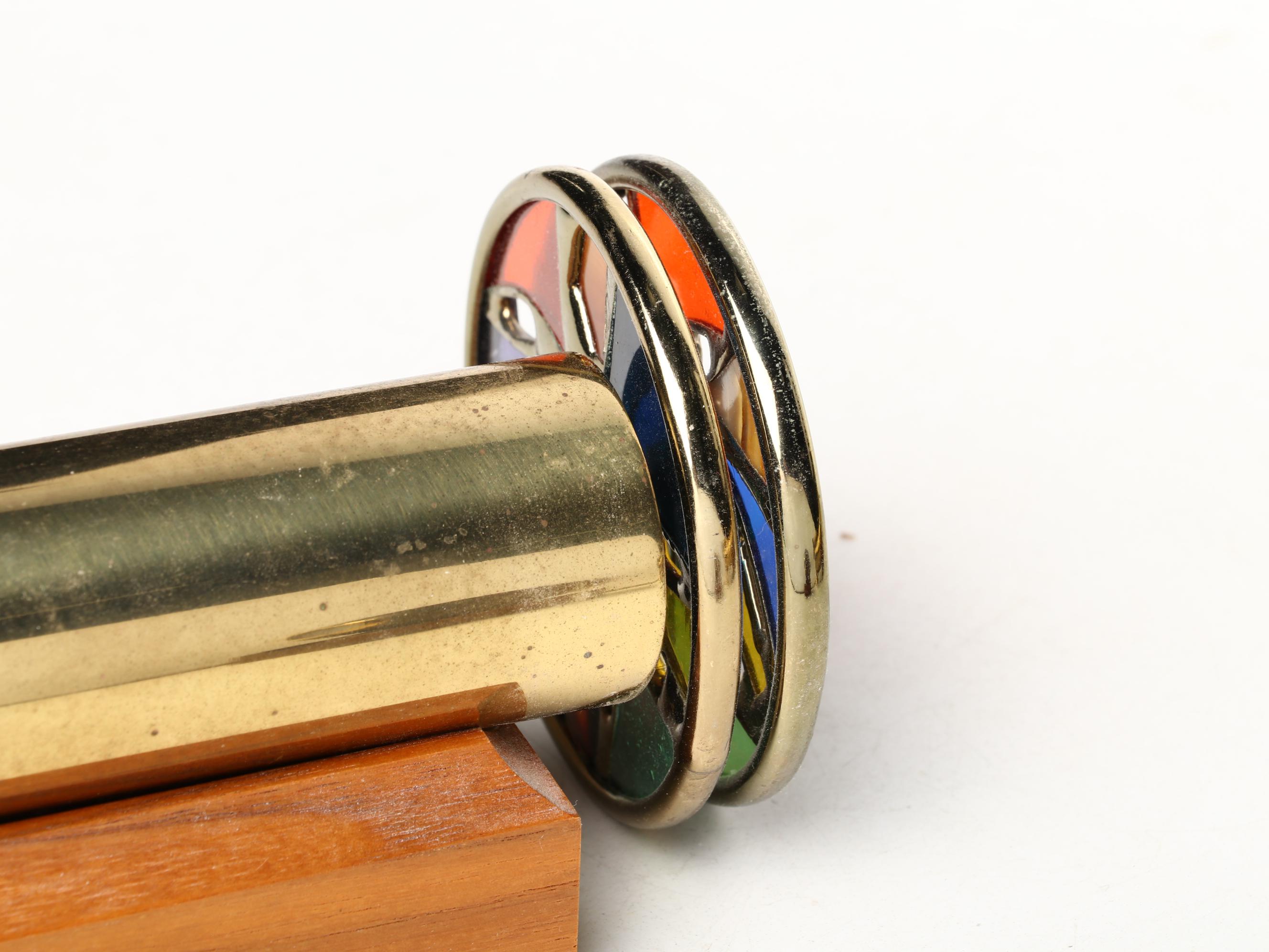 Van Cort and Other Brass Kaleidoscopes with Wooden Display Stands