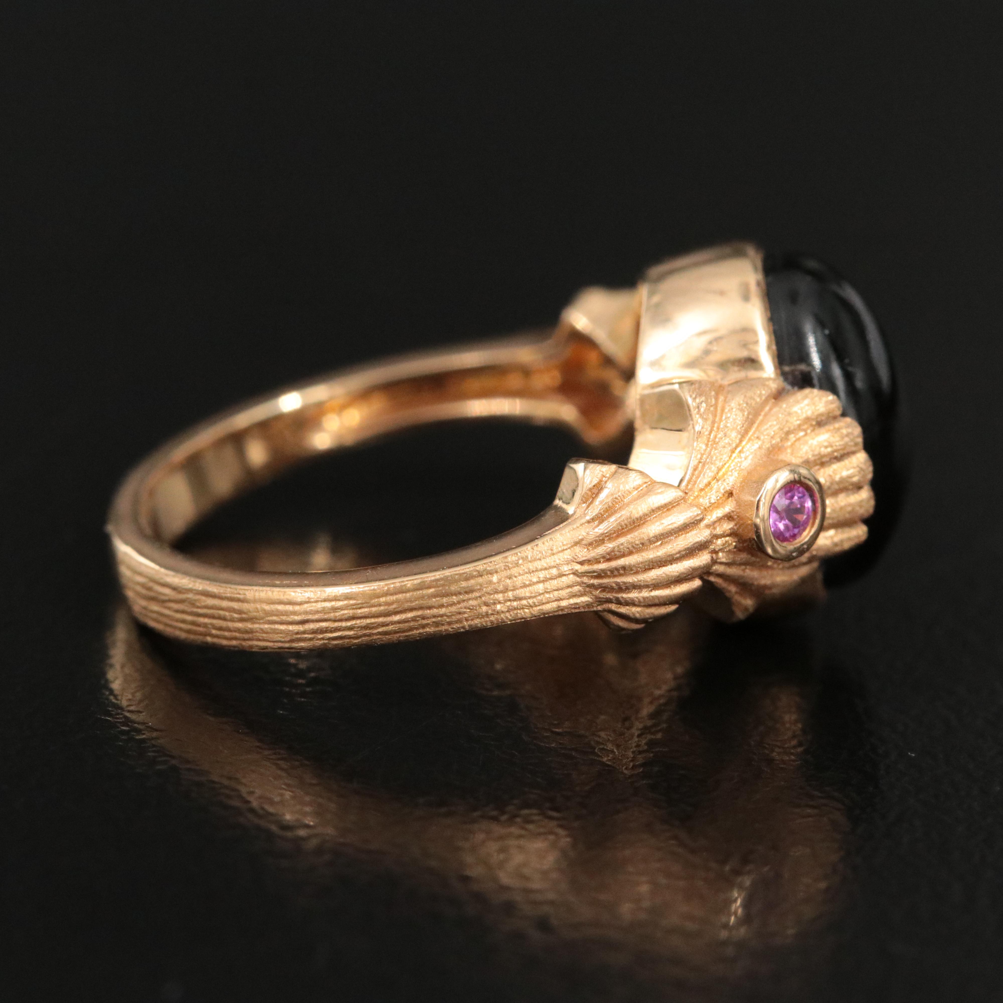 Chromia 18K Black Coral and Ruby Ring