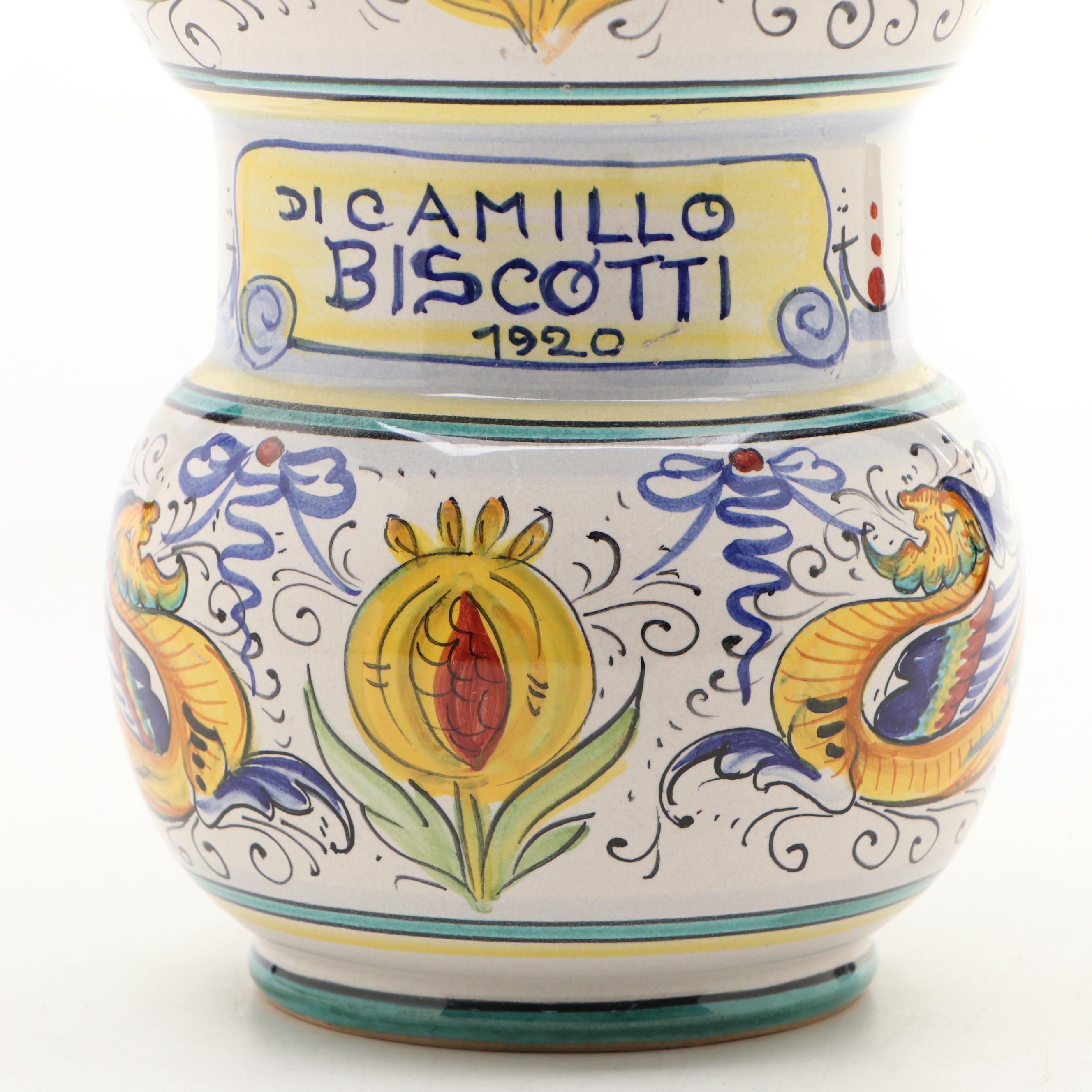 Deruta Italian Hand-Painted Ceramic DiCamillo Biscotti Jar