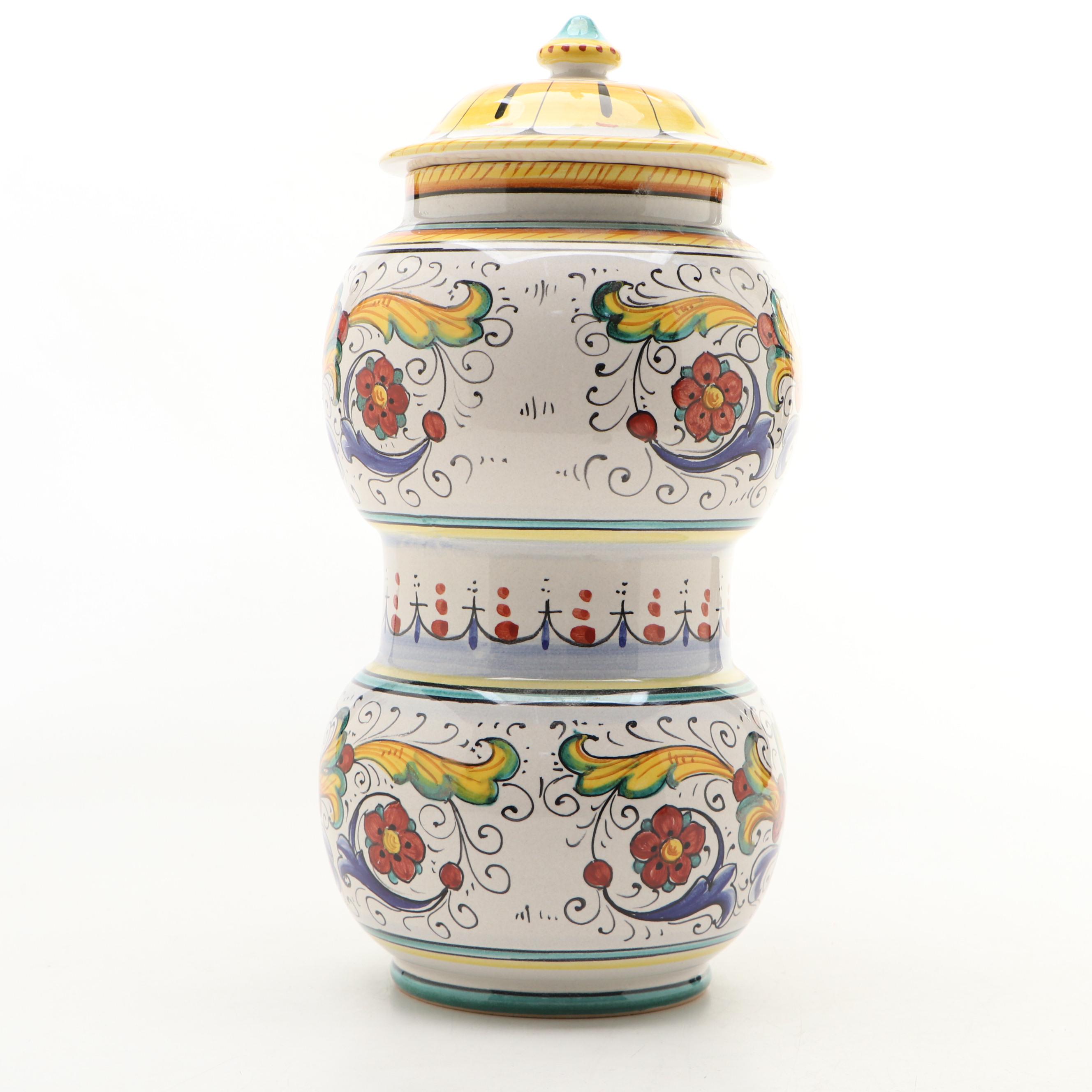 Deruta Italian Hand-Painted Ceramic DiCamillo Biscotti Jar