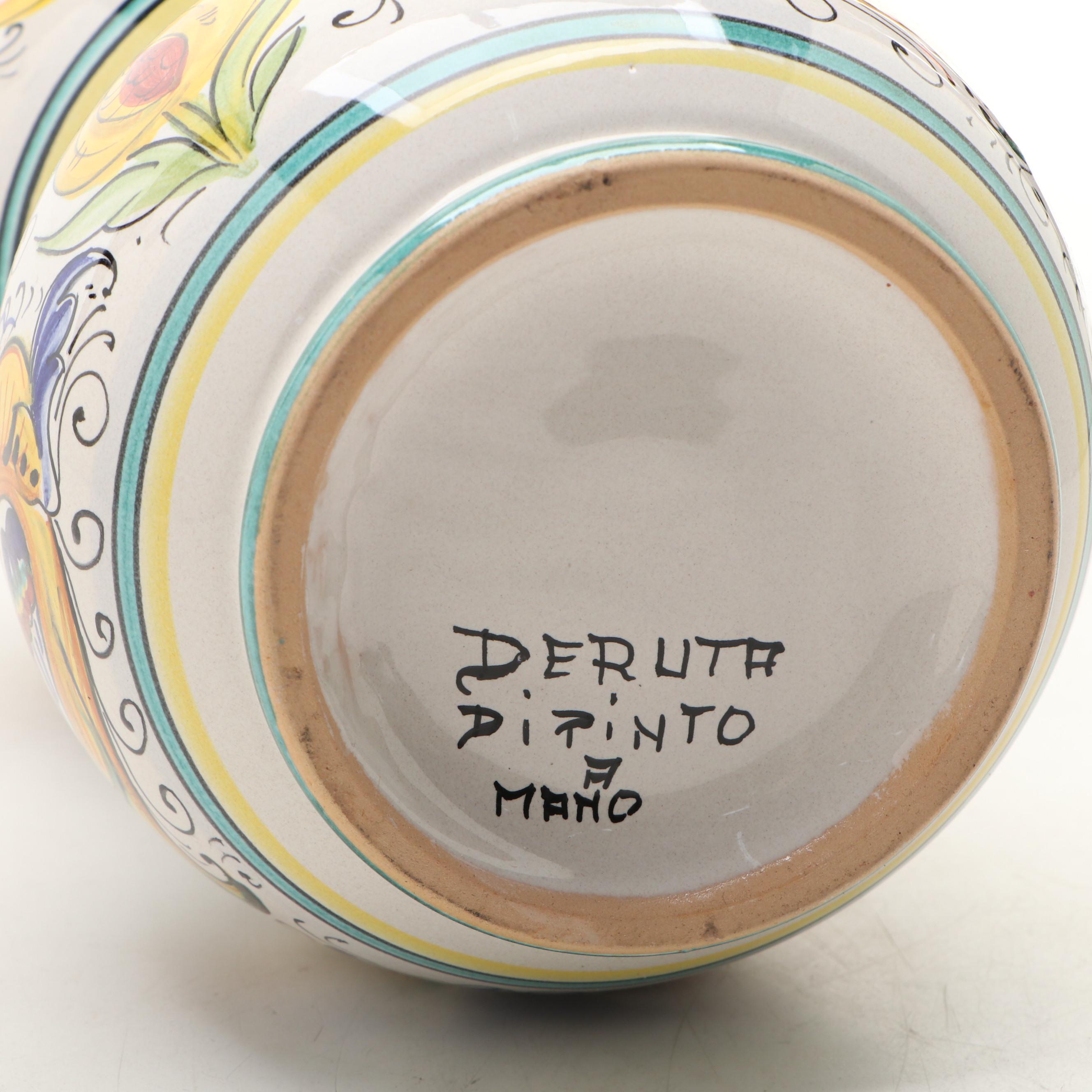 Deruta Italian Hand-Painted Ceramic DiCamillo Biscotti Jar