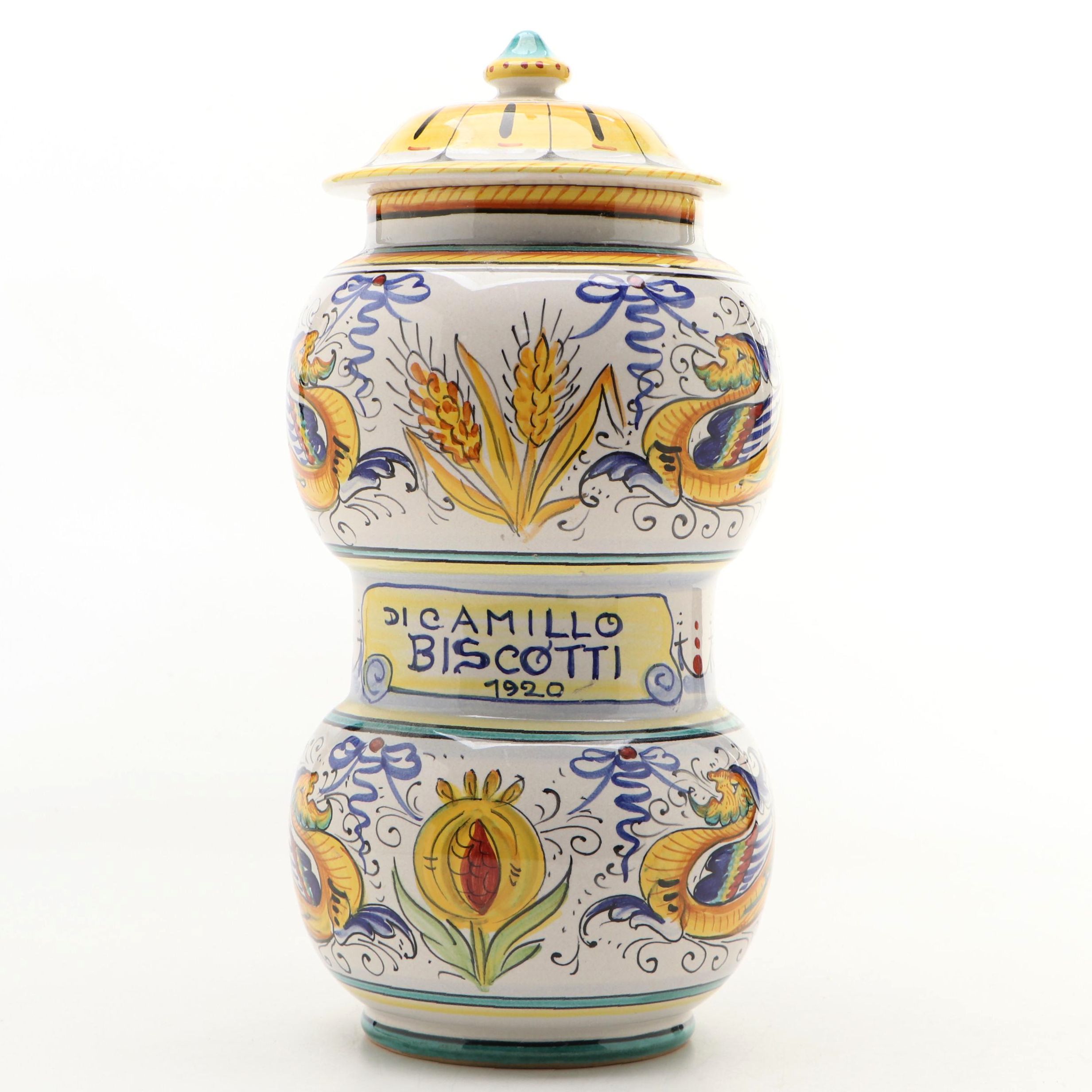 Deruta Italian Hand-Painted Ceramic DiCamillo Biscotti Jar
