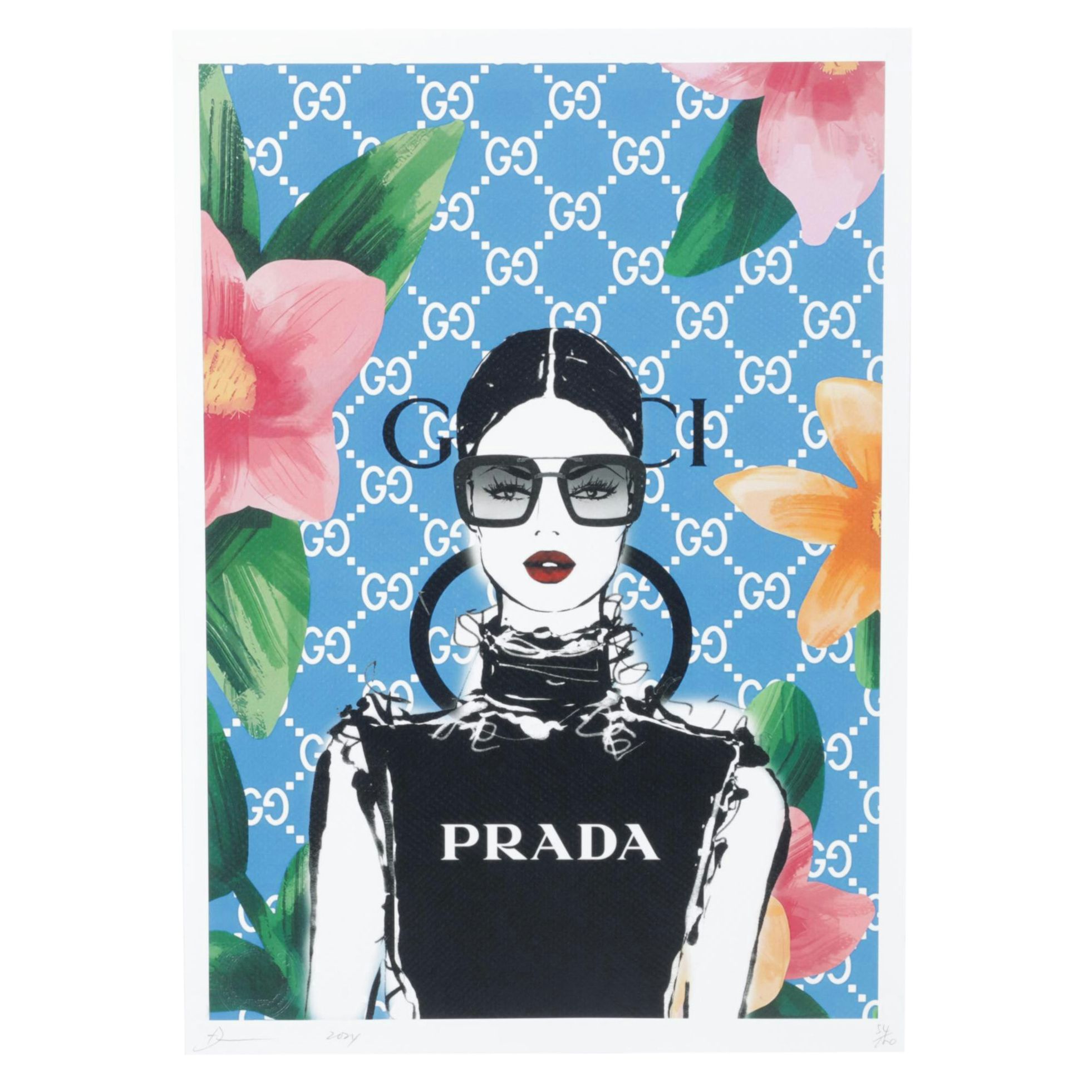 Death NYC Pop Art Graphic Print Homage to Gucci and Prada, 2024