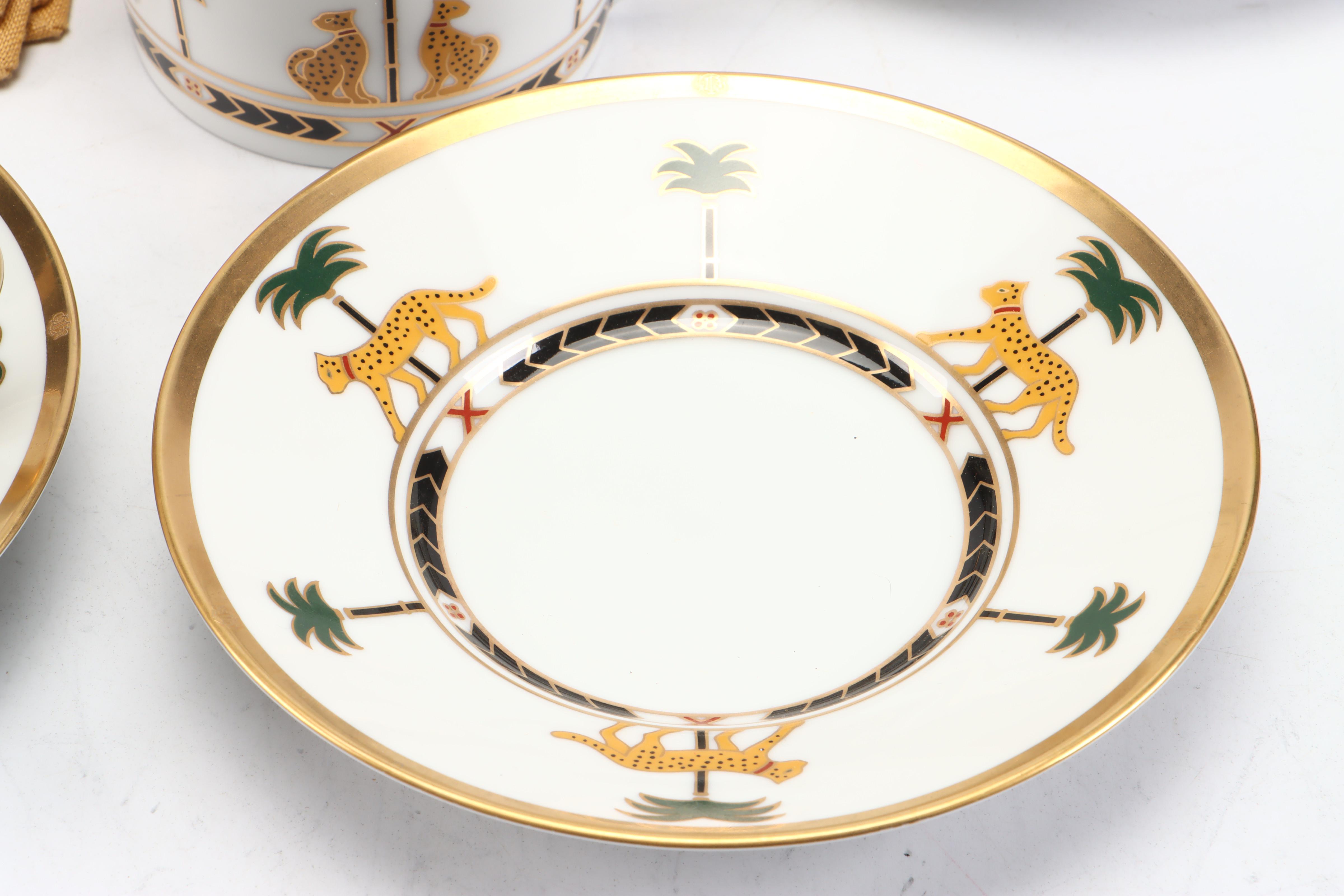 Christian Dior Porcelain "Casablanca" Dinnerware with Pottery Barn Linen Napkins