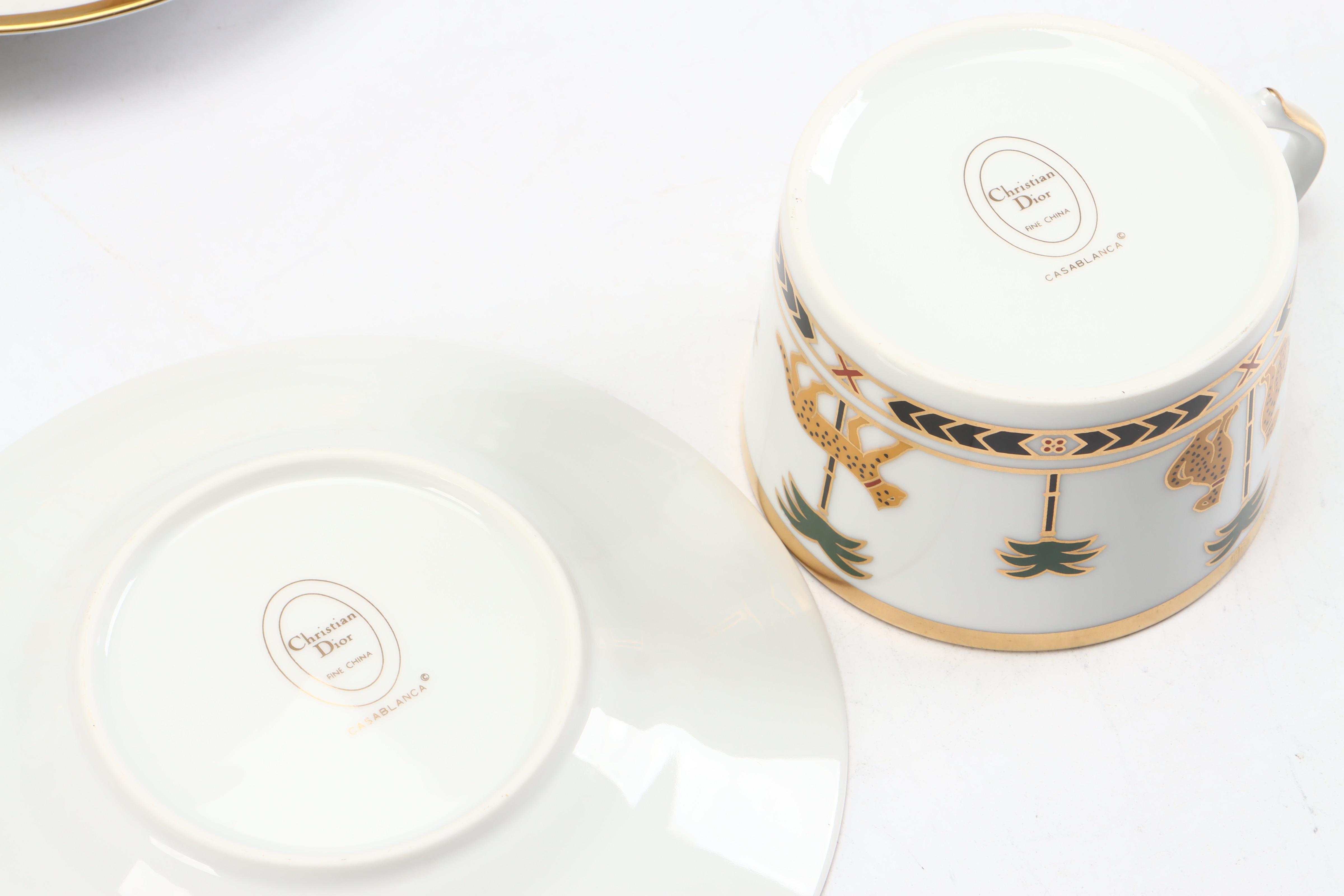 Christian Dior Porcelain "Casablanca" Dinnerware with Pottery Barn Linen Napkins