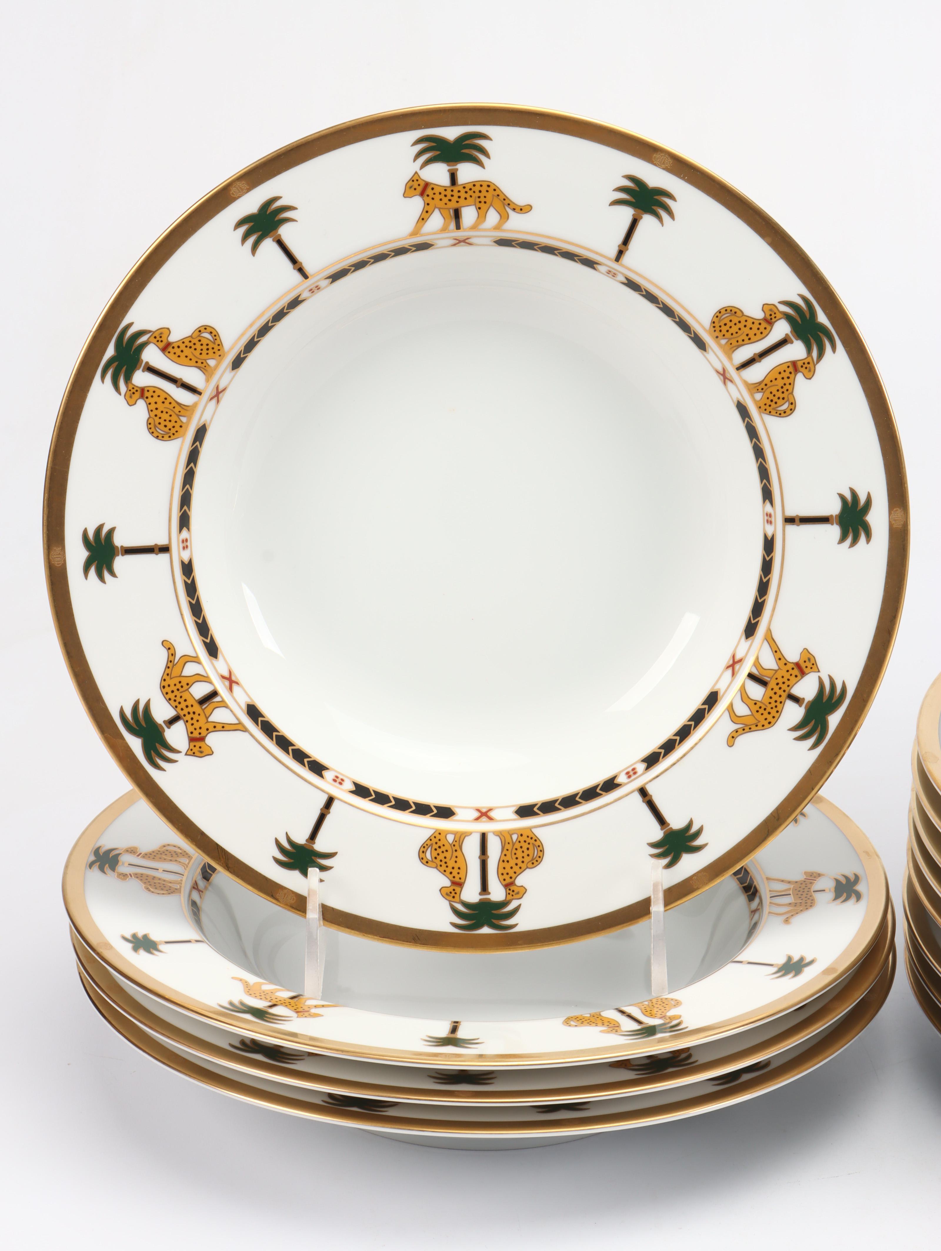 Christian Dior Porcelain "Casablanca" Dinnerware with Pottery Barn Linen Napkins