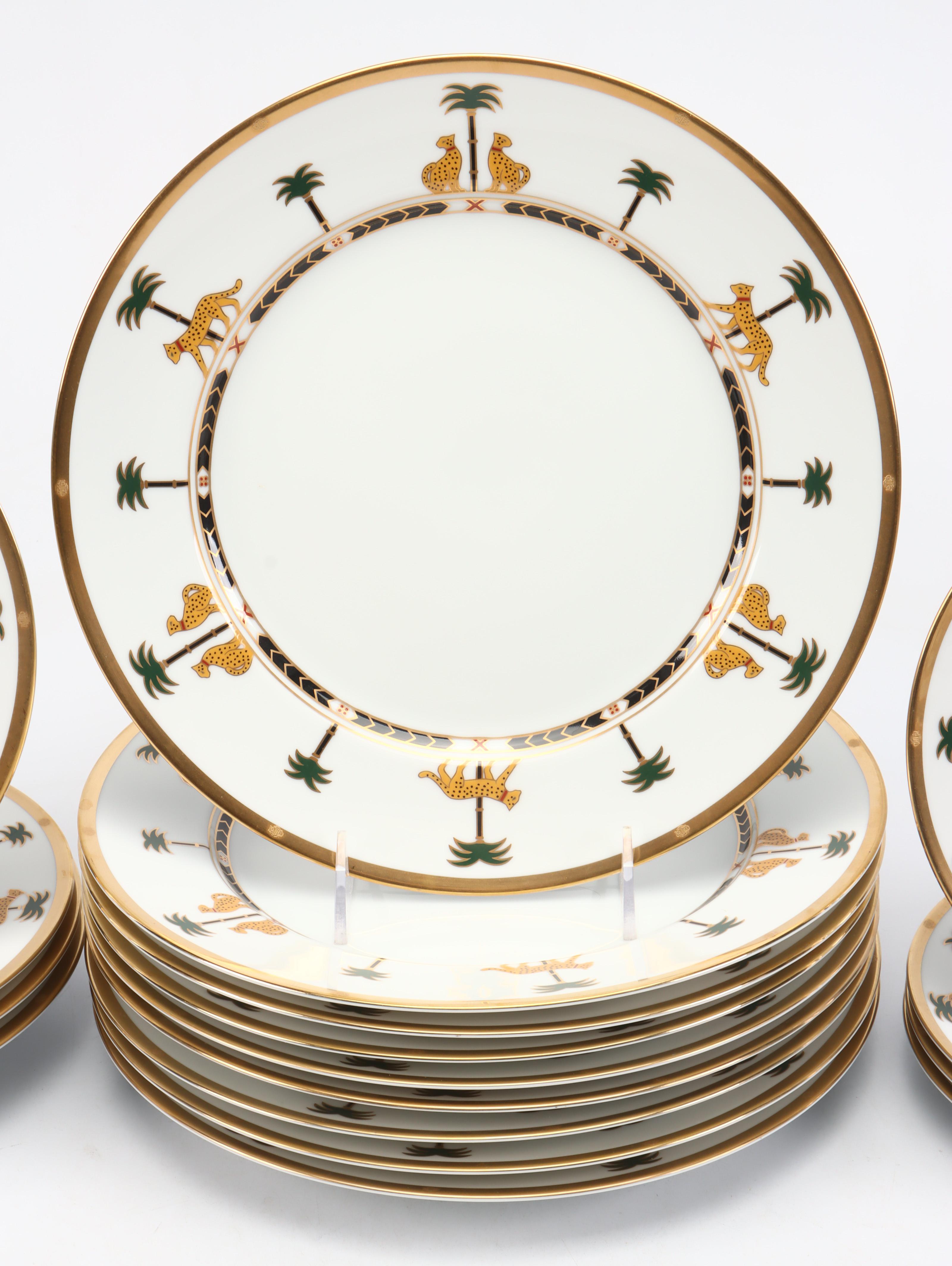 Christian Dior Porcelain "Casablanca" Dinnerware with Pottery Barn Linen Napkins