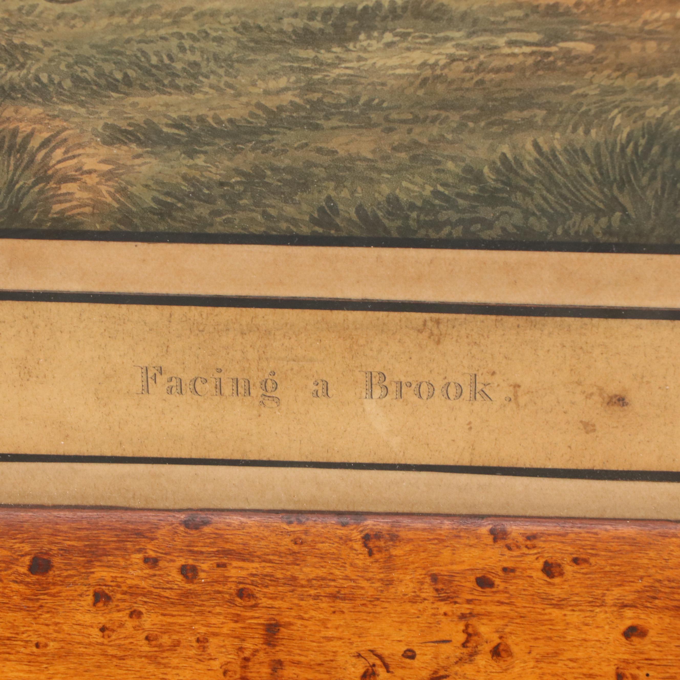 Hand-Colored Etching After Henry Thomas Aiken "Facing a Brook," 1850