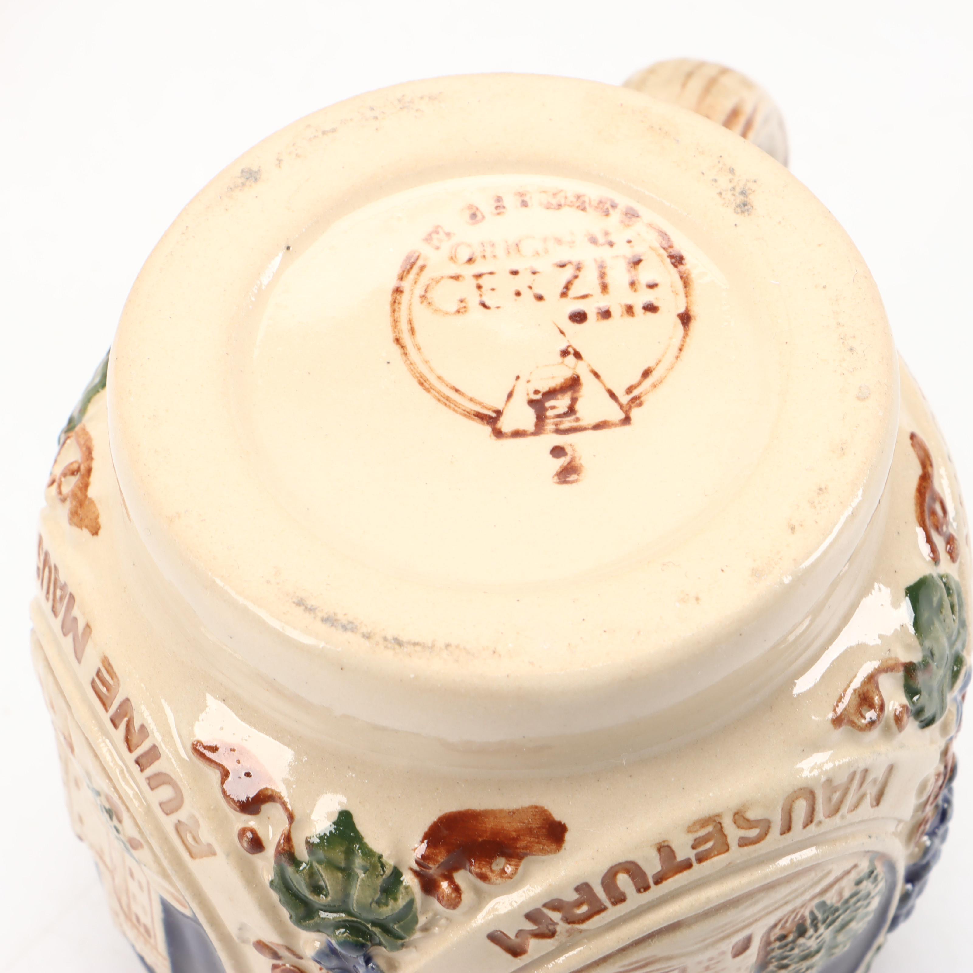 Gerzit Hand-Painted Stoneware Castles on the Rhine Punch Set, Late 20th Century