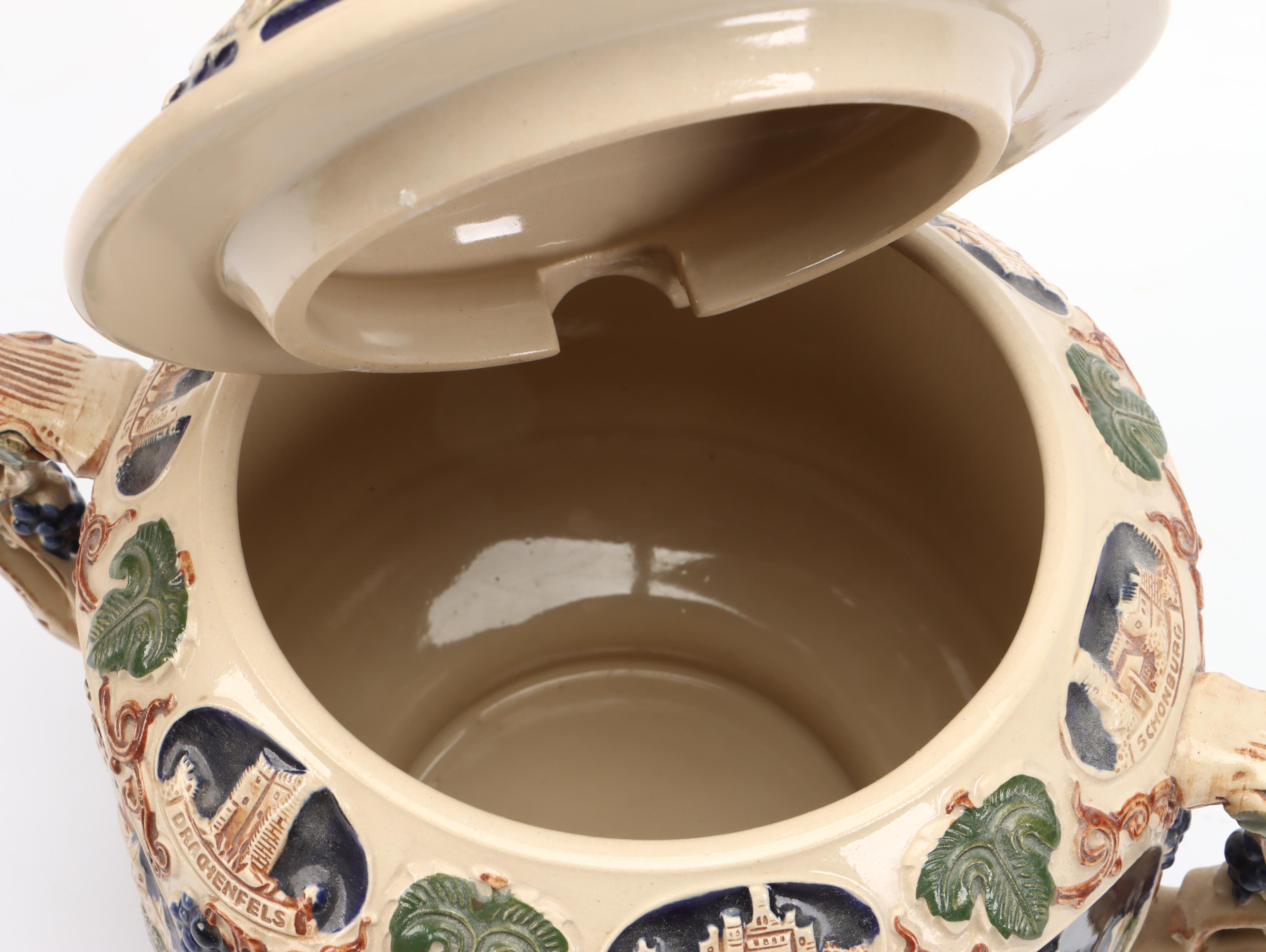 Gerzit Hand-Painted Stoneware Castles on the Rhine Punch Set, Late 20th Century