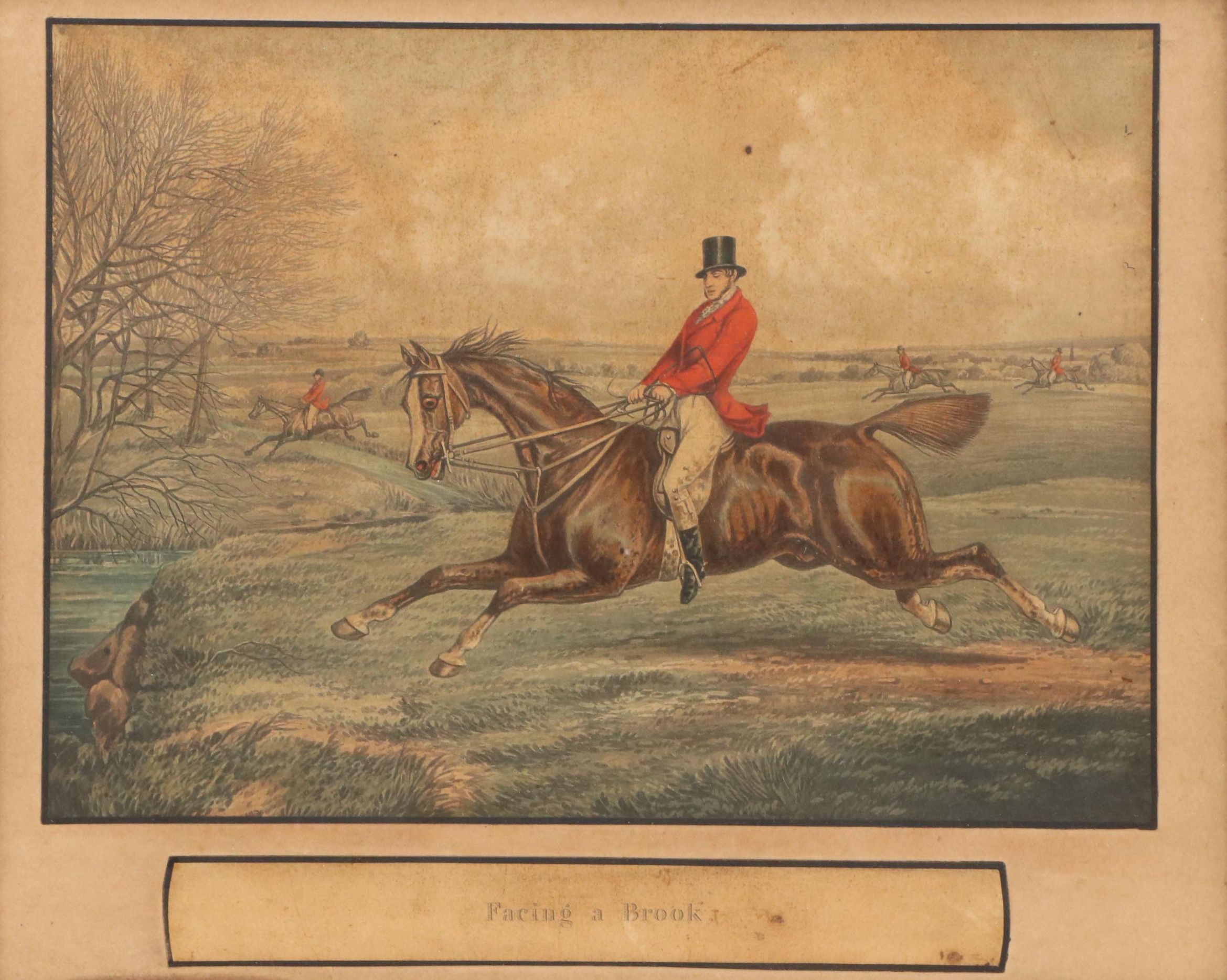 Hand-Colored Etching After Henry Thomas Aiken "Facing a Brook," 1850