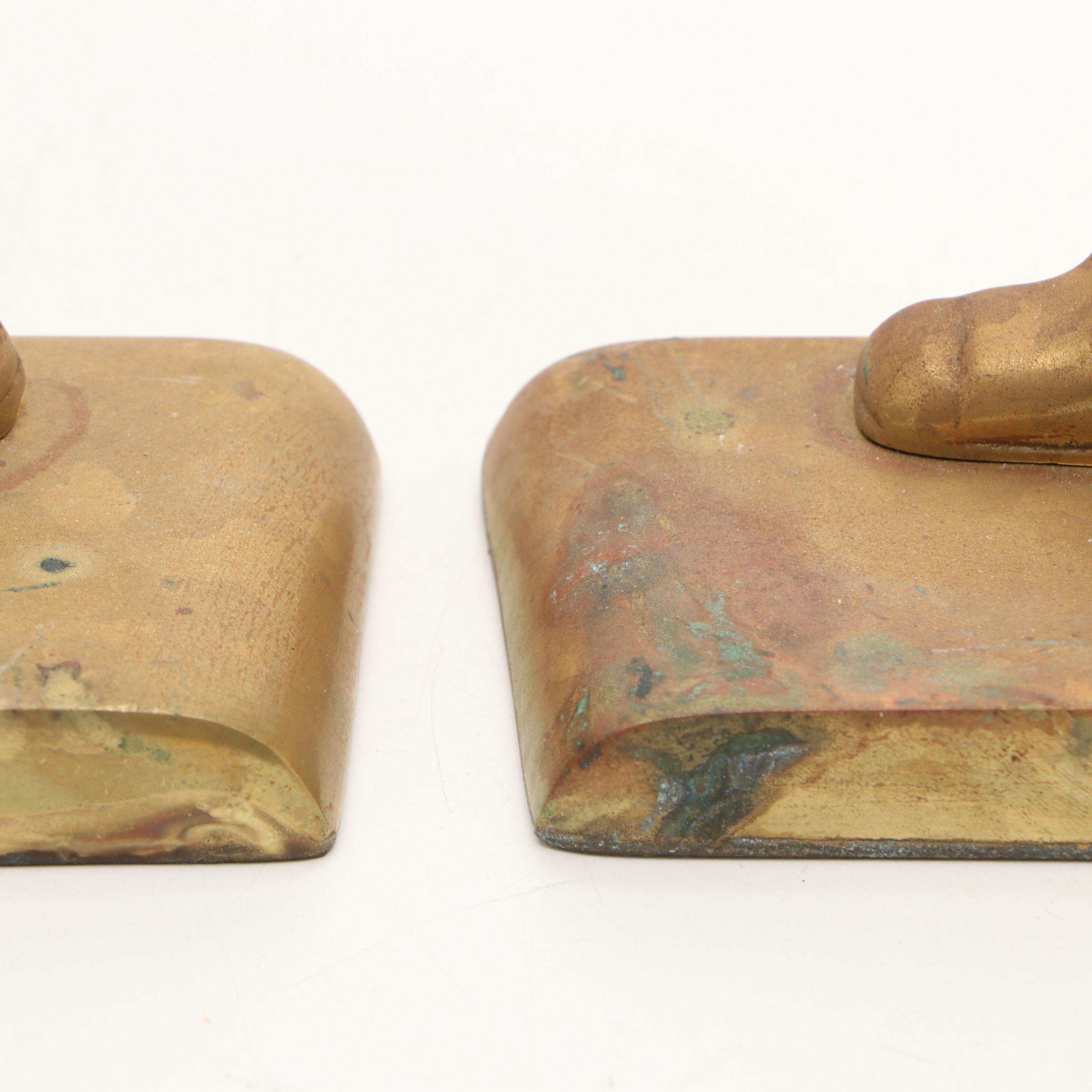 Virginia Metalcrafters Brass Hessian Soldier Bookends with Cannon and Lock