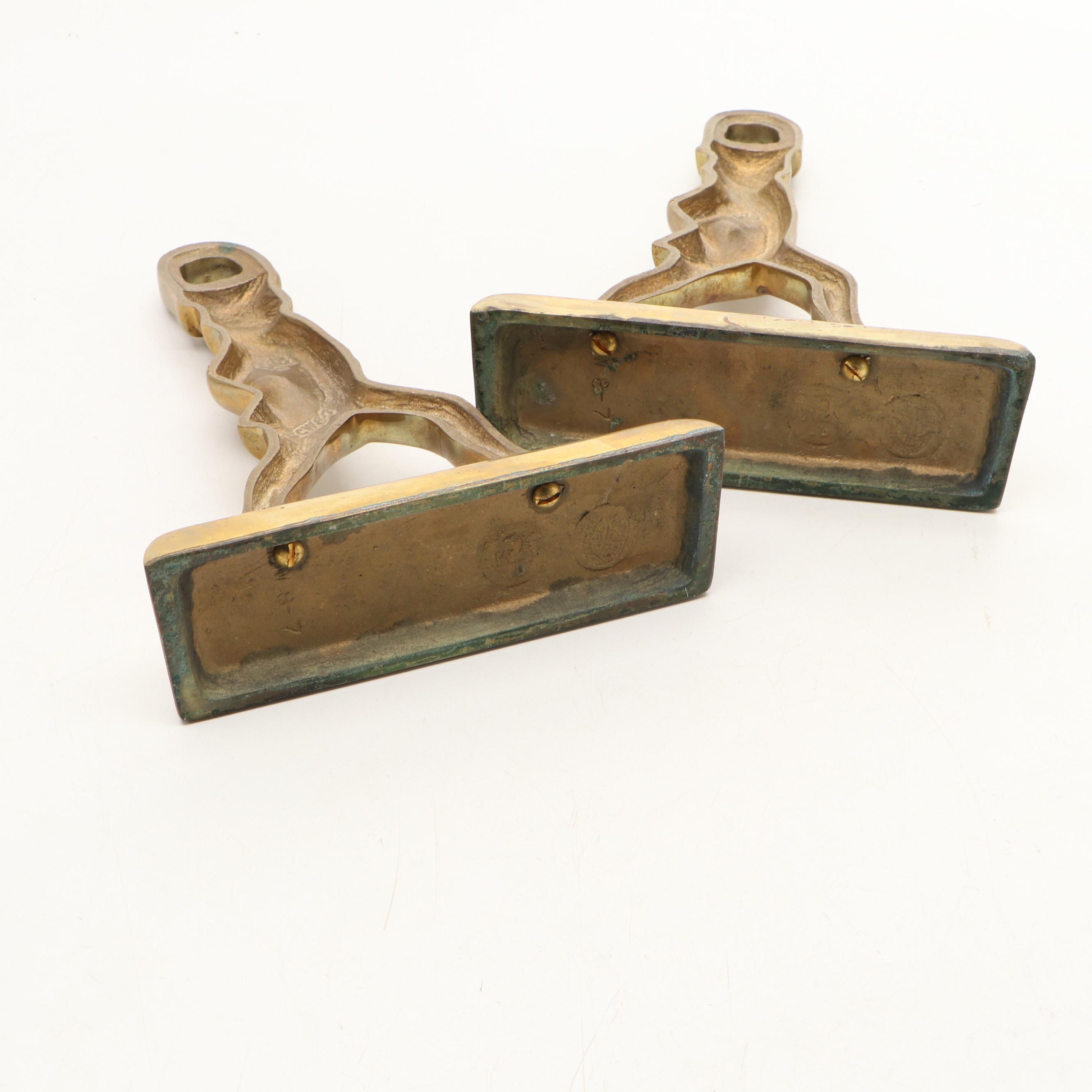 Virginia Metalcrafters Brass Hessian Soldier Bookends with Cannon and Lock