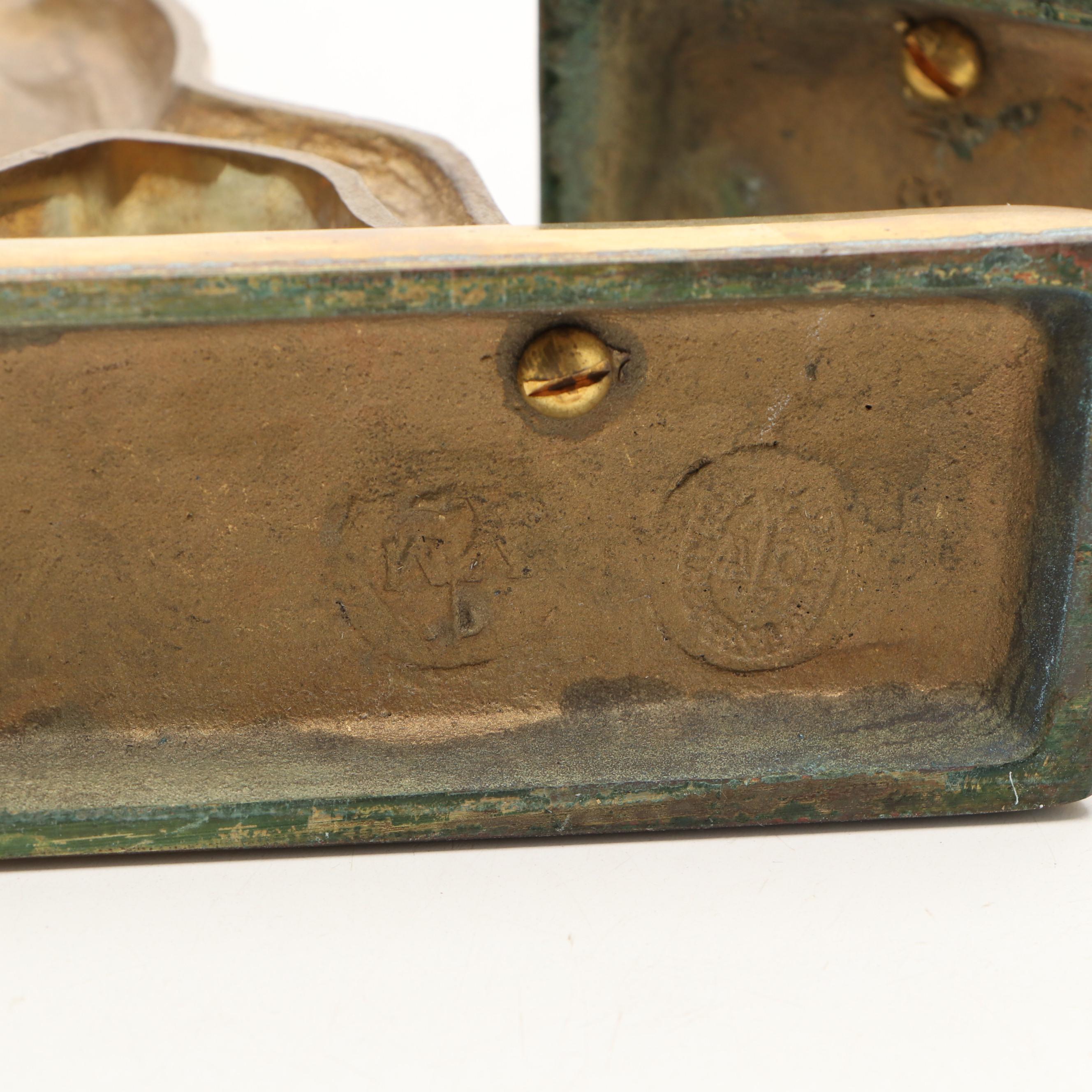 Virginia Metalcrafters Brass Hessian Soldier Bookends with Cannon and Lock